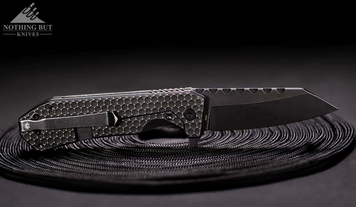 Side view of the Off-Grid Black Mamba folding knife.