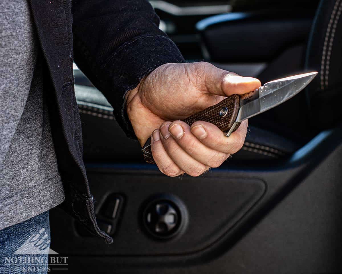 Holding The Sprint Pro pocket knife.