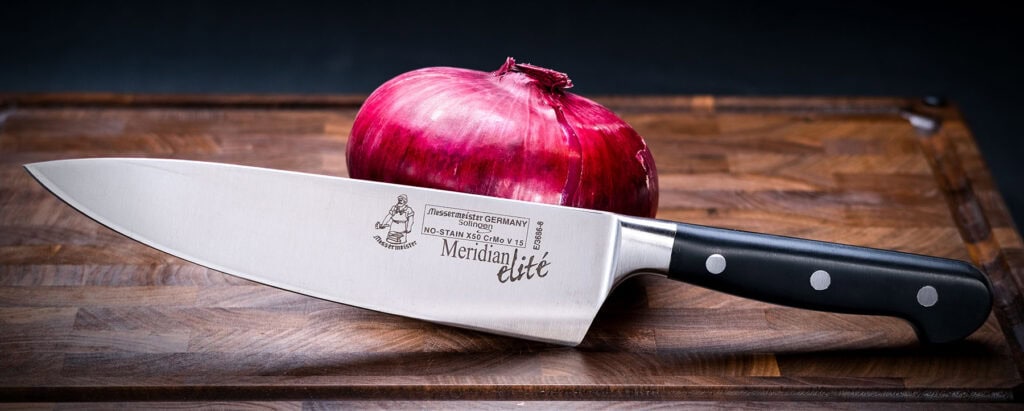 The Messermeister Meridian Elite chef knife offers better performance but a bigger price when compared to the Dalstrong Shogun X.