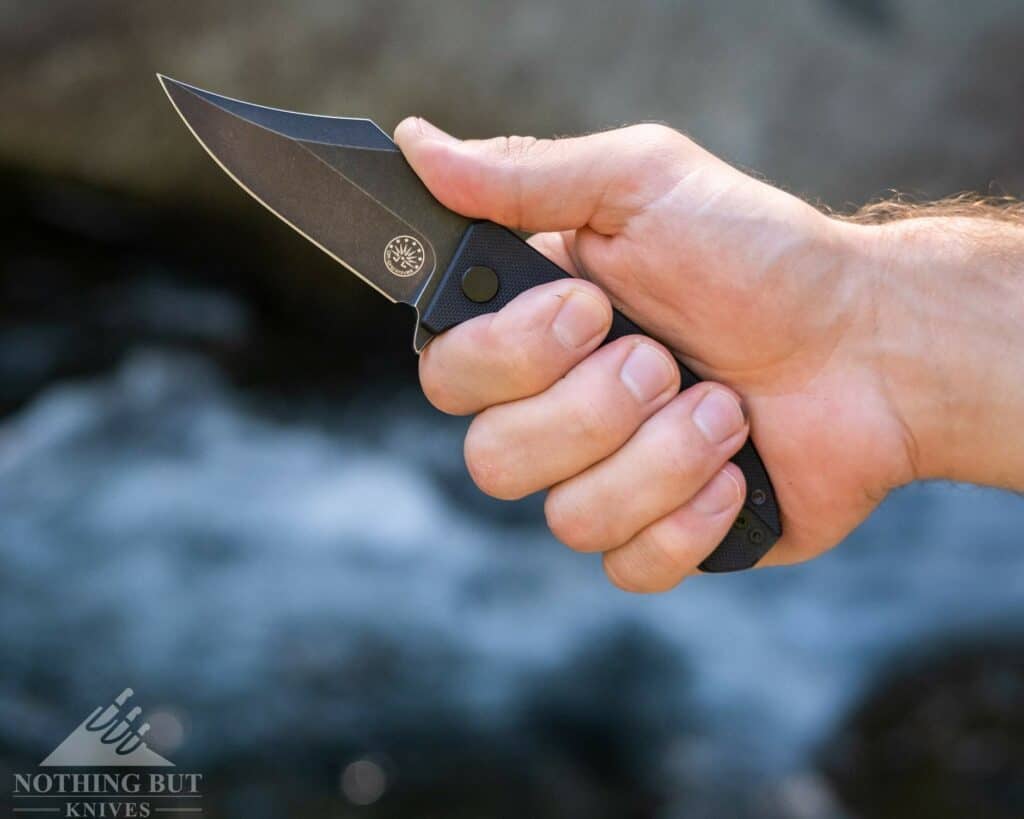 Off-Grid Knives Caiman Review - Image 6 Test the ergonomics of the Caiman handle while reviewing this knife.
