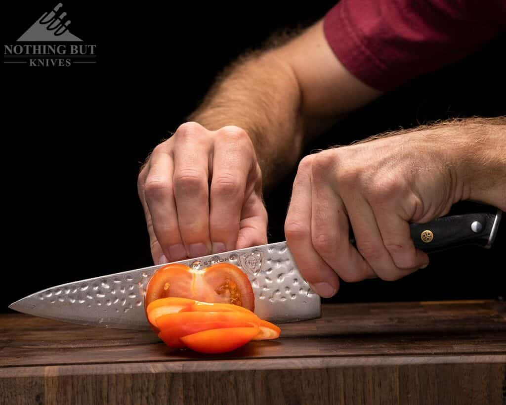 Slicing A Tomato With The Dalstrong Shogun Chef Knife 1