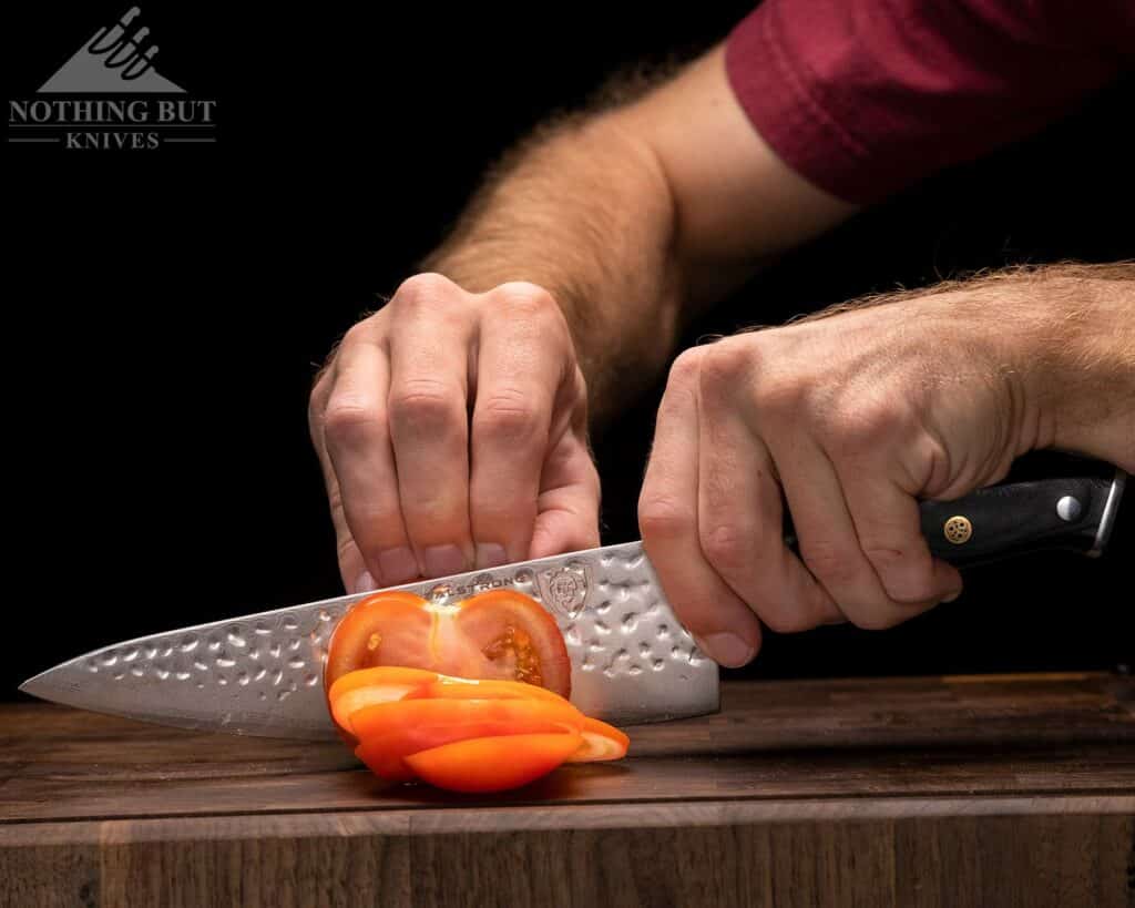 Dalstrong Chef&s Knife - Shogun Series x Gyuto - Japanese AUS-10V - Vacuum Treated - Hammered Finish - 8 inch - w/ Guard