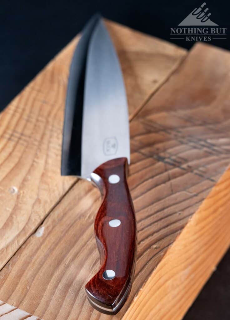 Close-up of the Buck Chef knife handle. 