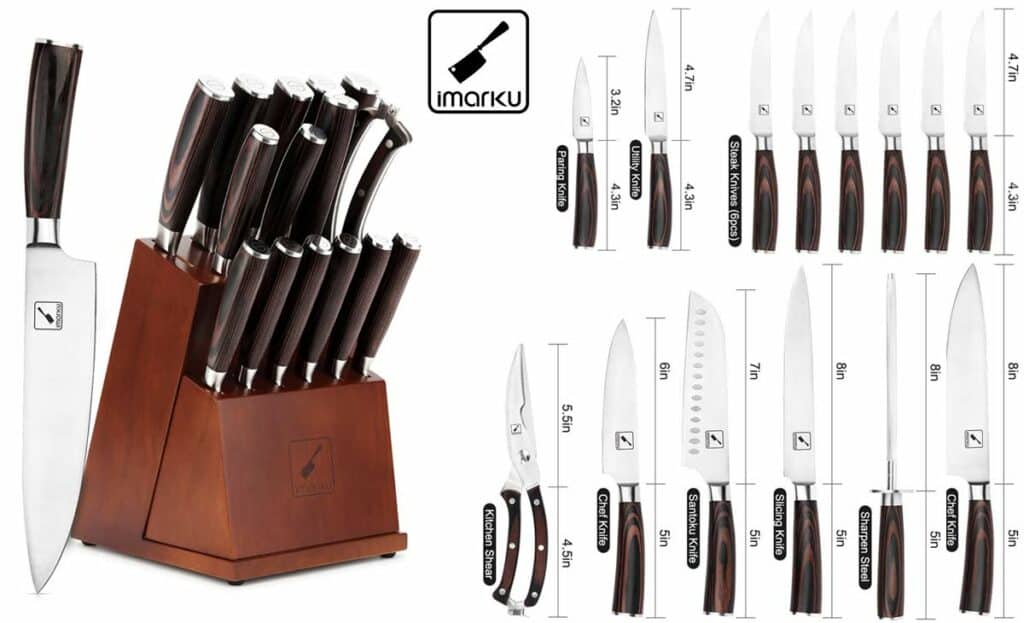 Best Kitchen Knife Sets Under $300 9 Imarku 16 Piece Knife Set