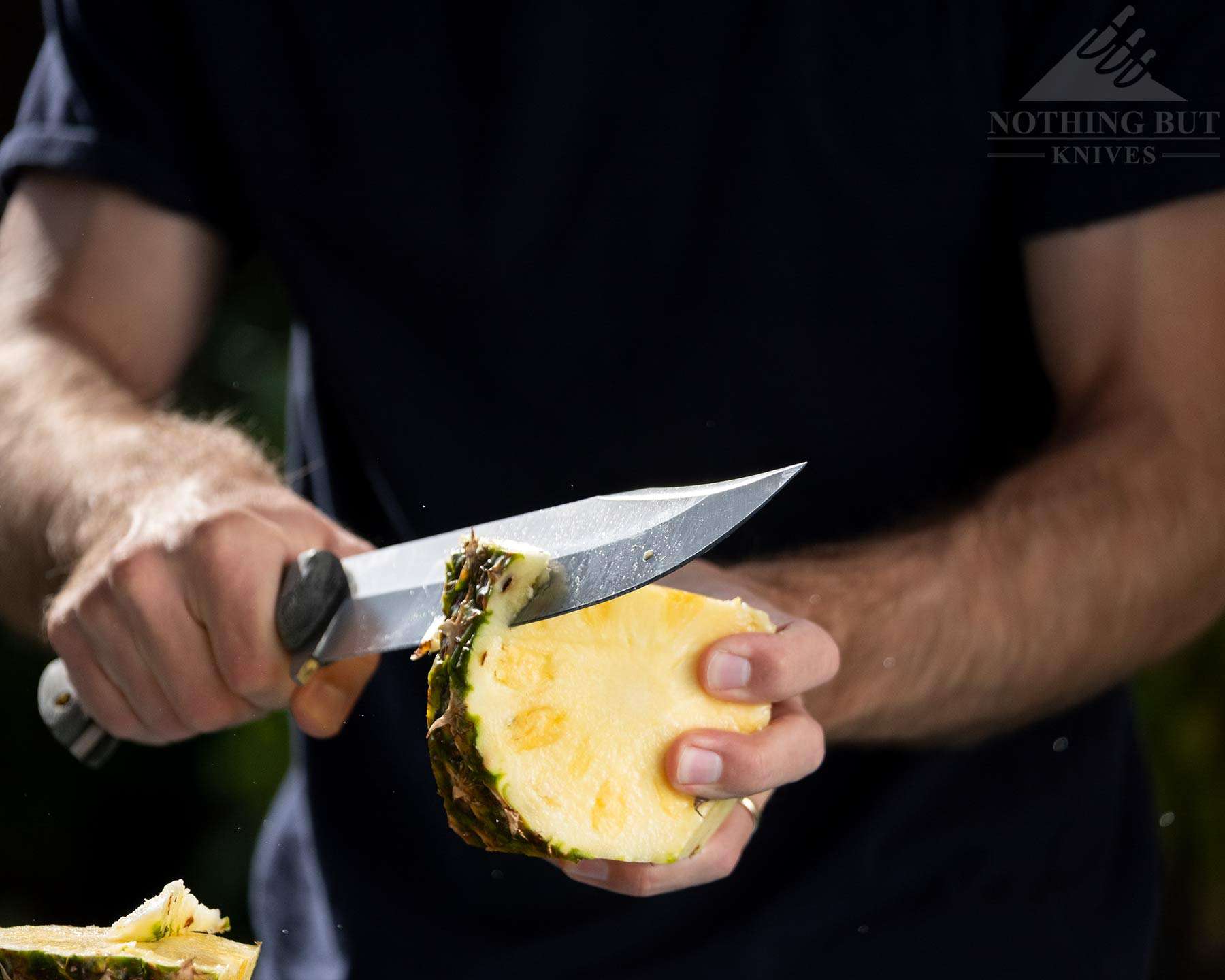 Condor Plan A Bowie Review - Image 7 Even though the Plan A Bowie is big it is capable of detail type work like skinning a Pineapple which is shown here.