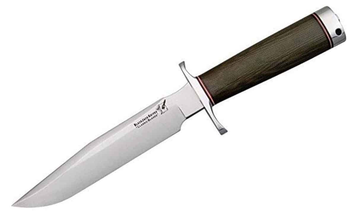 The Blackjack Classic Model 7 Bowie knife pictured here is an excellent survival knife that is made in America.