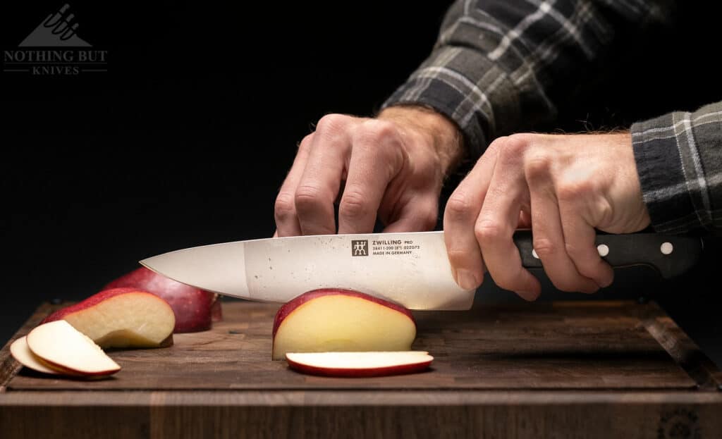 Zwilling Pro Chef Knife Slicing An Apple