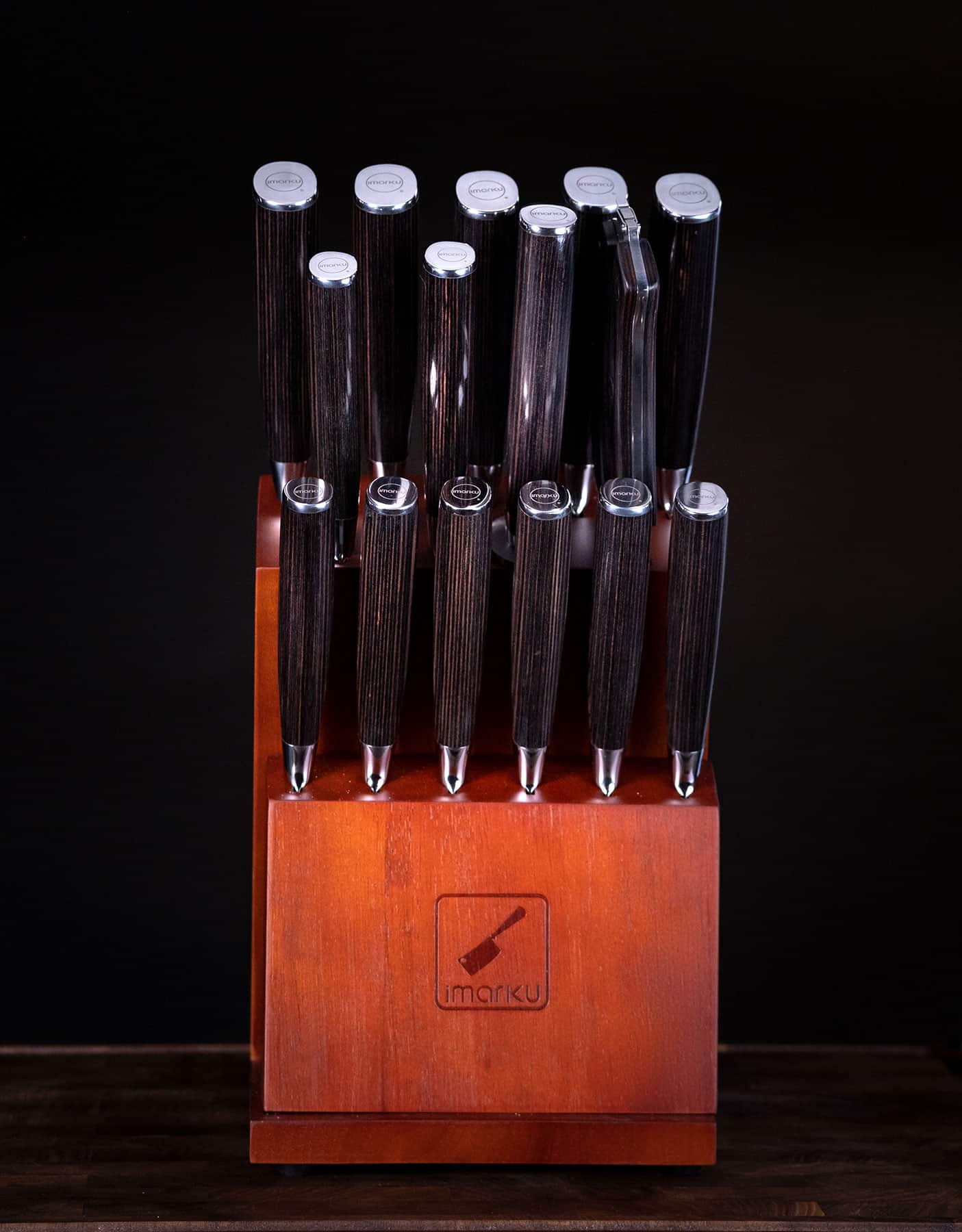 Header image for our in-depth review of the 16 piece Premium knife set from Imarku.