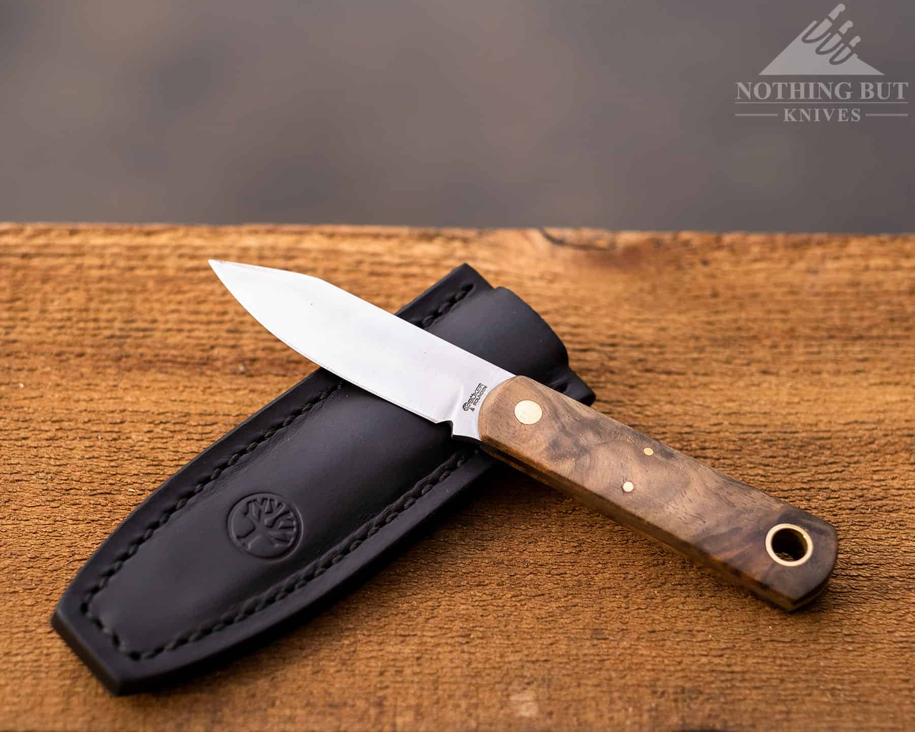 The Boker Barlow Fixed Blade ships with a leather sheath.
