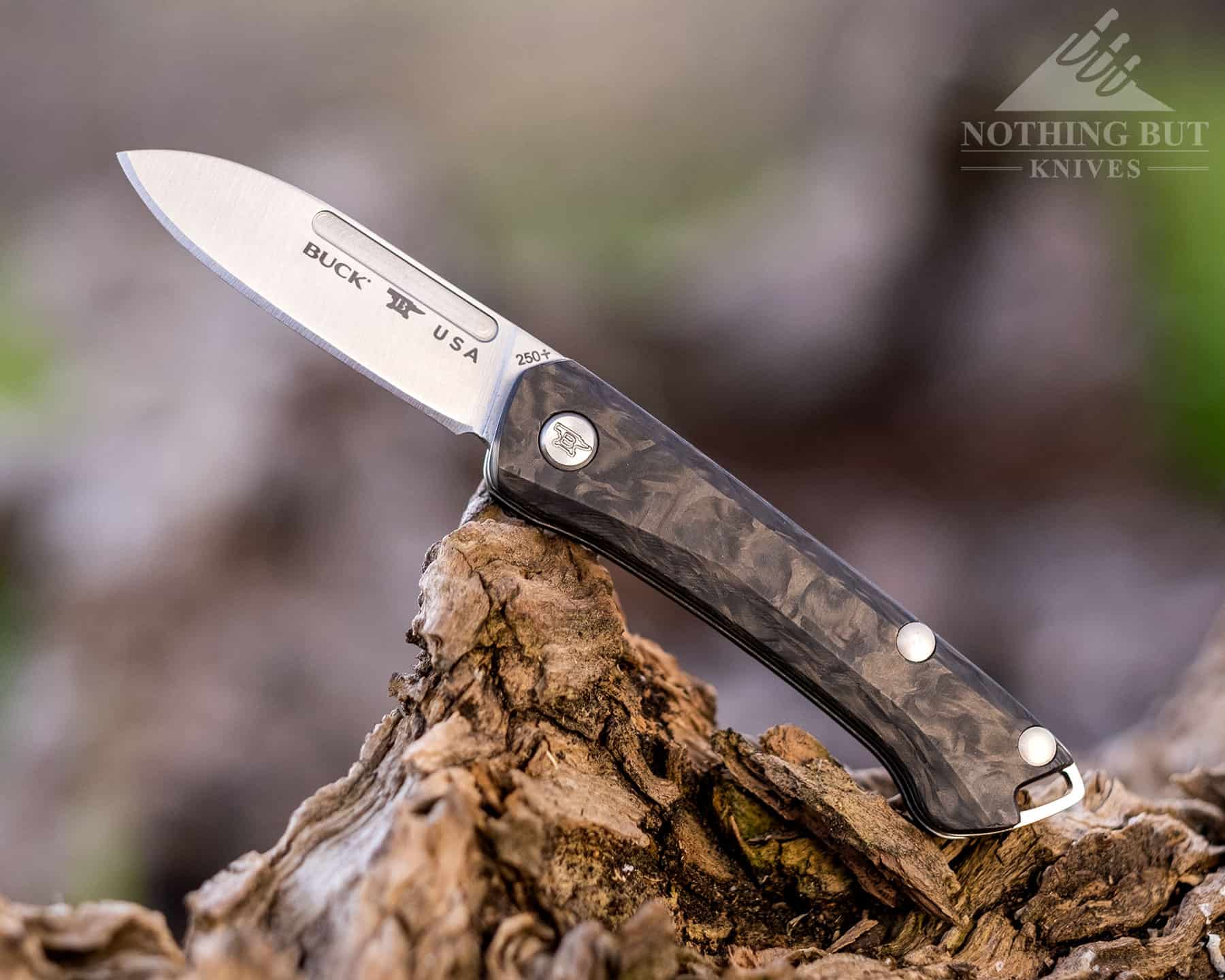 10 Buck Knives With S30V, S35V And S45Vsteel - Image 10 The Buck 250 Saunter slip joint knife has an S35V blade and a carbon fiber handle which sets it apart from Buck's other knife designs.