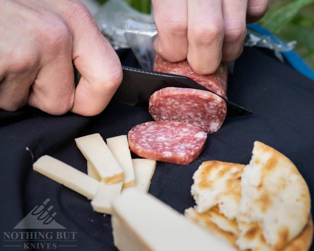 The Waxahachie makes a decent food prep knife for picnics or backpacking trips.