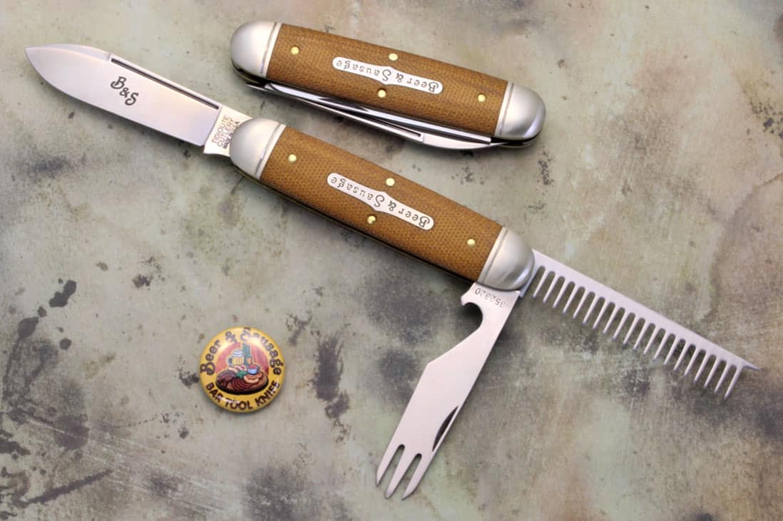 The Beer and Sausage Bar Tool knife is one of Great Eastern Cutlery's most popular American made knives.