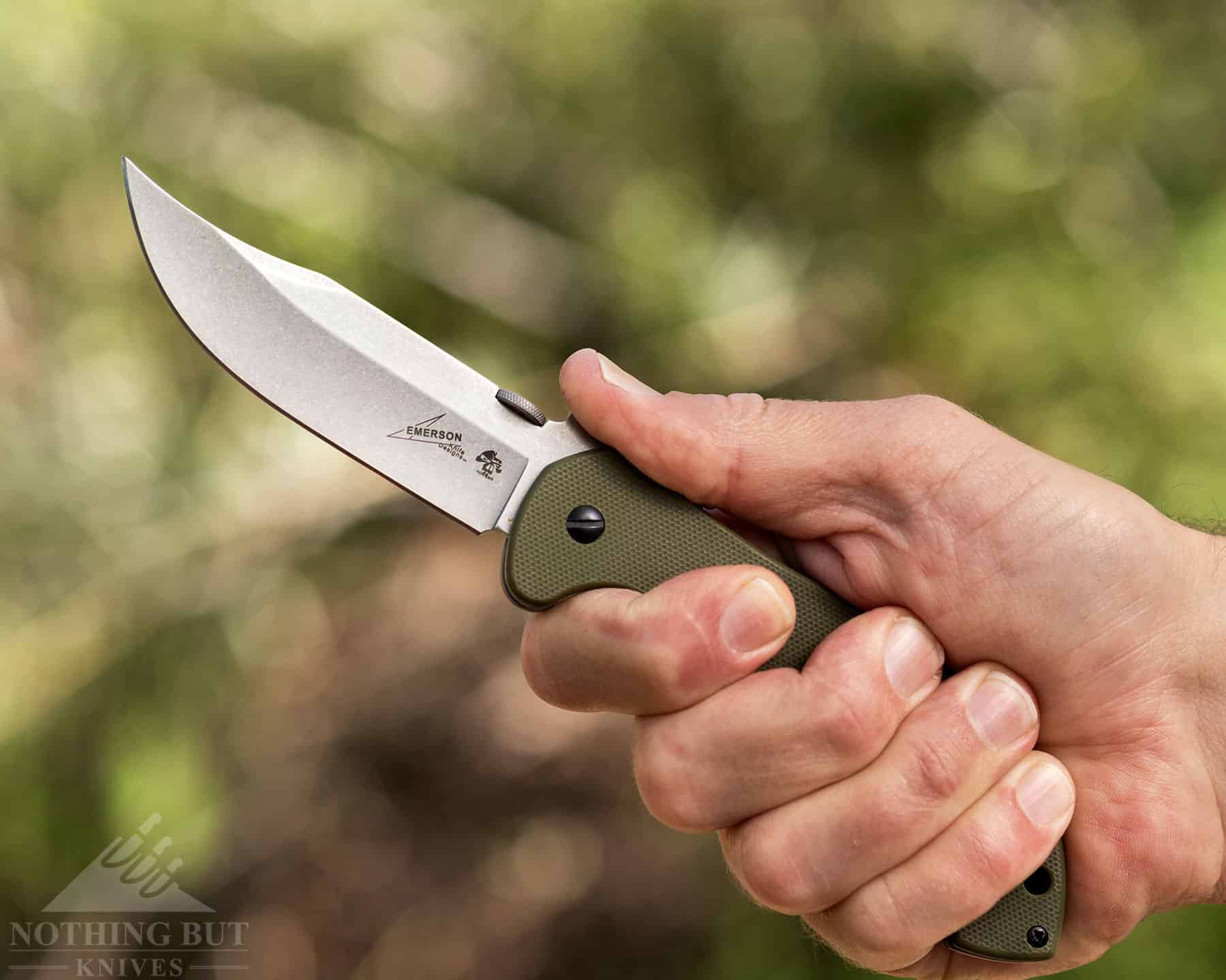 The handle of the Kershaw Emerson CQC 10K has a grippy handle that is easy to hold securely in tough situations.