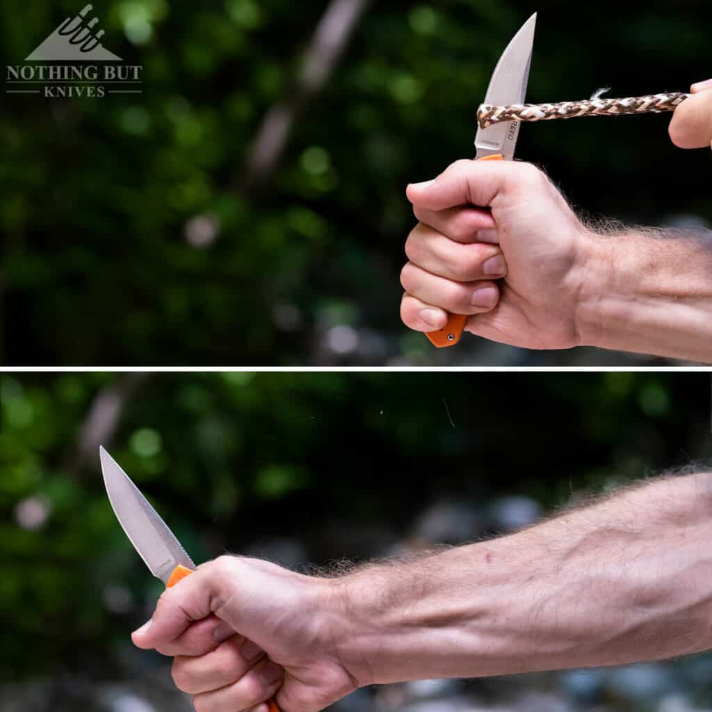 Revo Warden V2 Knife Review - Image 4 The Revo Warden 2 effortlessly sliced rope.