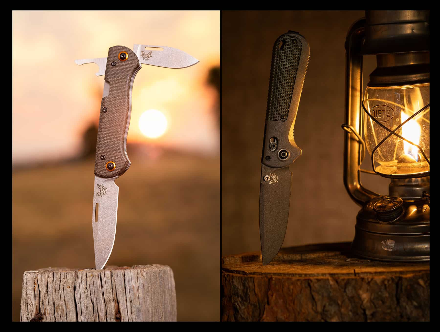 The Benchmade Reboubt and Weekender, pictured here, are two of our favorite American made Benchmade knives.