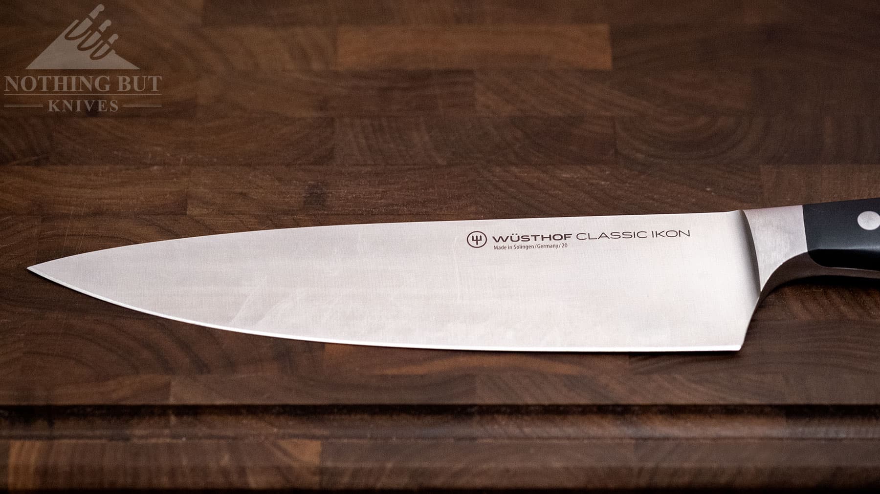 This close-up of the Classic Ikon blade shows the grind and dimensions of the blade. 