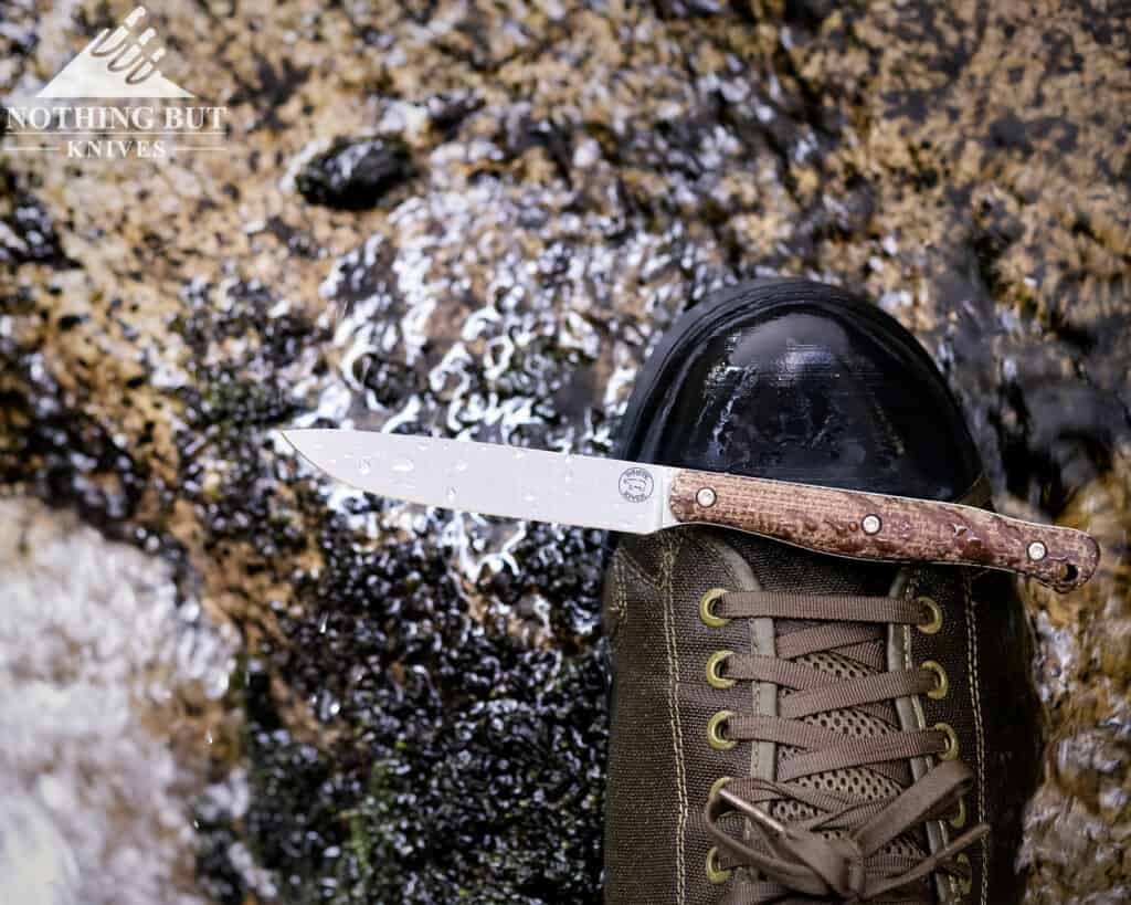 The Exodus 4 fixed blade knife on a hiking trip. 