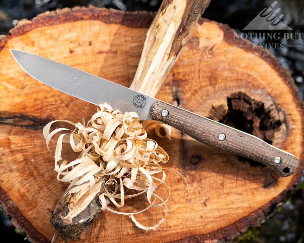 The White River Knives Exodus 4 is one of the best small bushcraft fixed blades we have tested. 