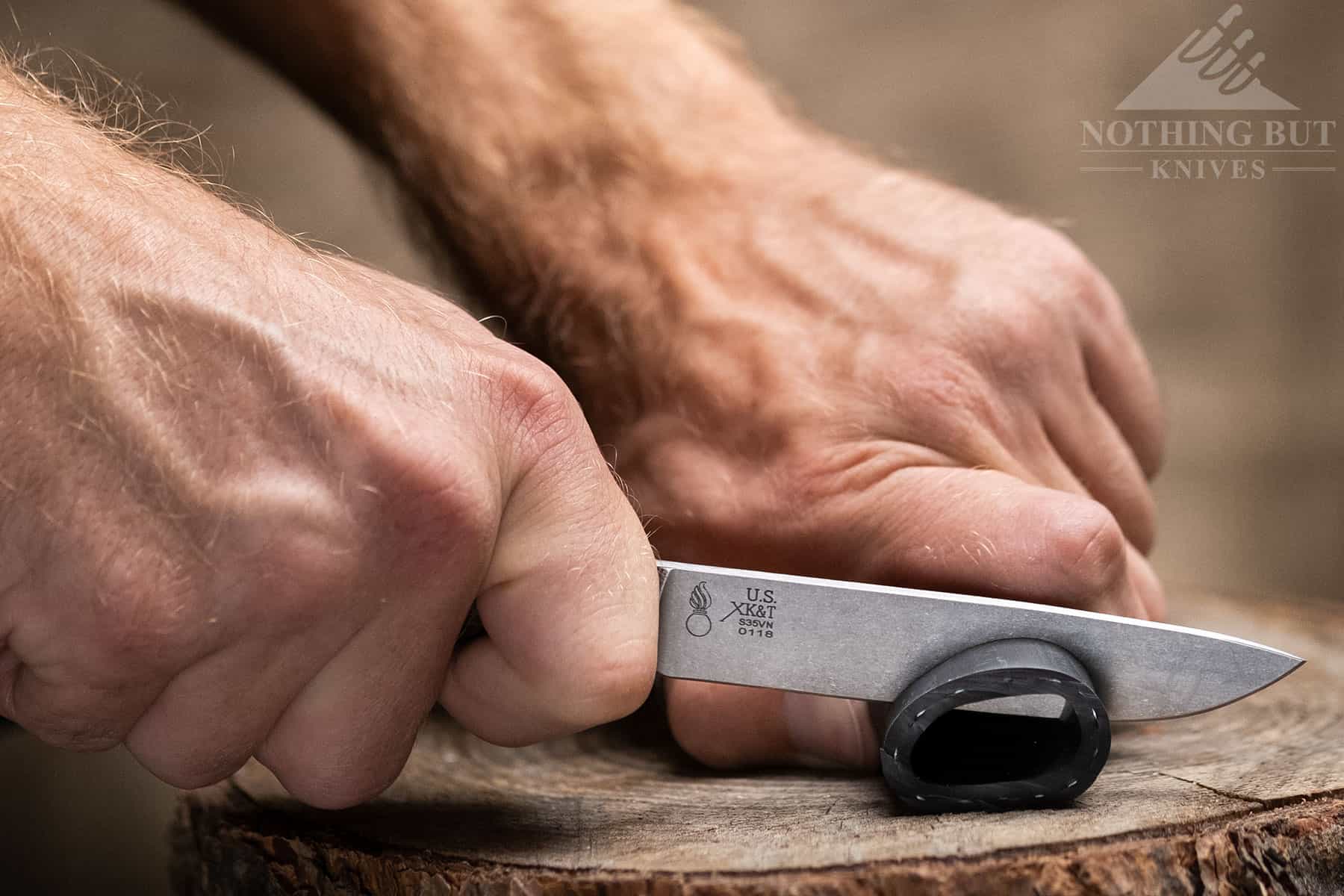 White River Knives Exodus 4 Review - Image 4 The Exodus 4 had a thick spine, but it is still a decent slicer. it offers a good comprimise between durability and performance.