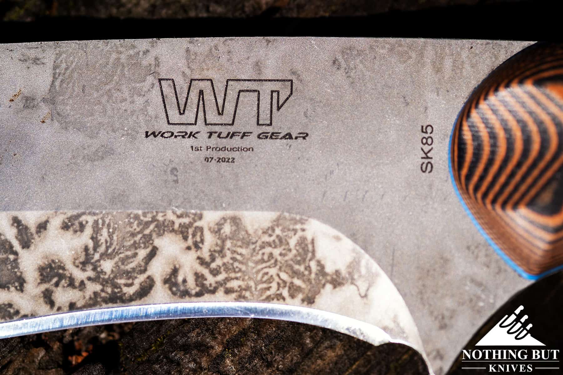 Work Tuff Gear knives are all stamped with the company's logo. 