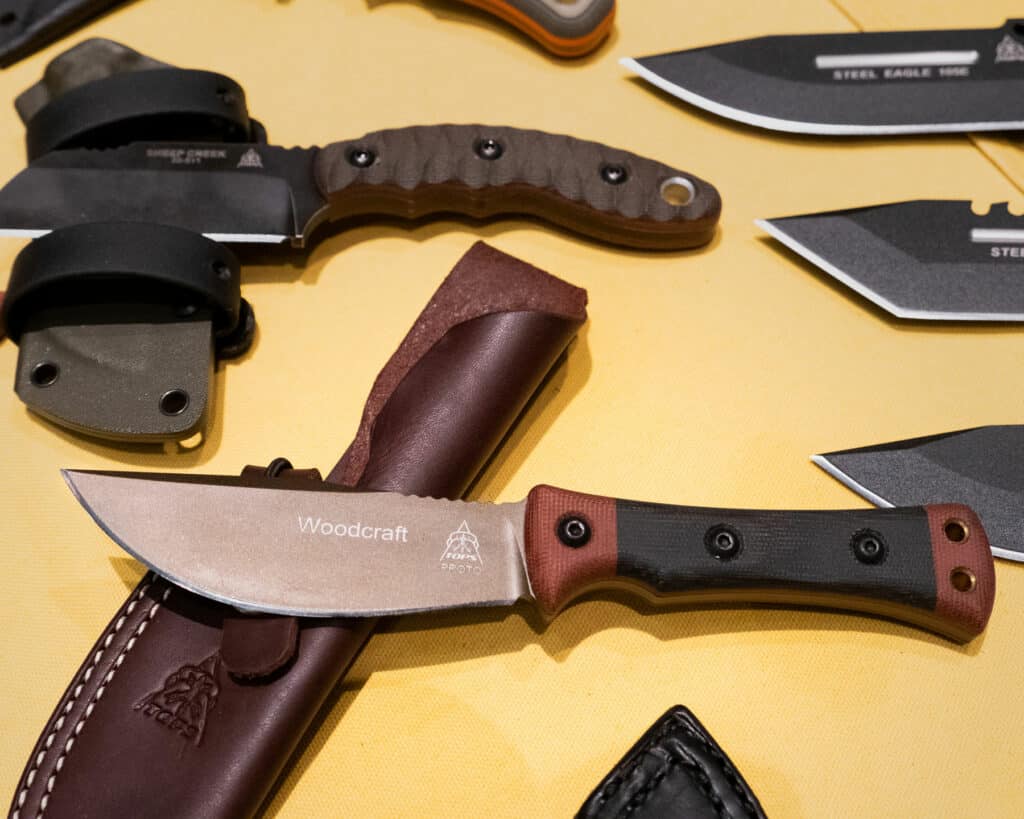 The TOPS Knives Woodcrafter was announced at Blade Show West 2022.