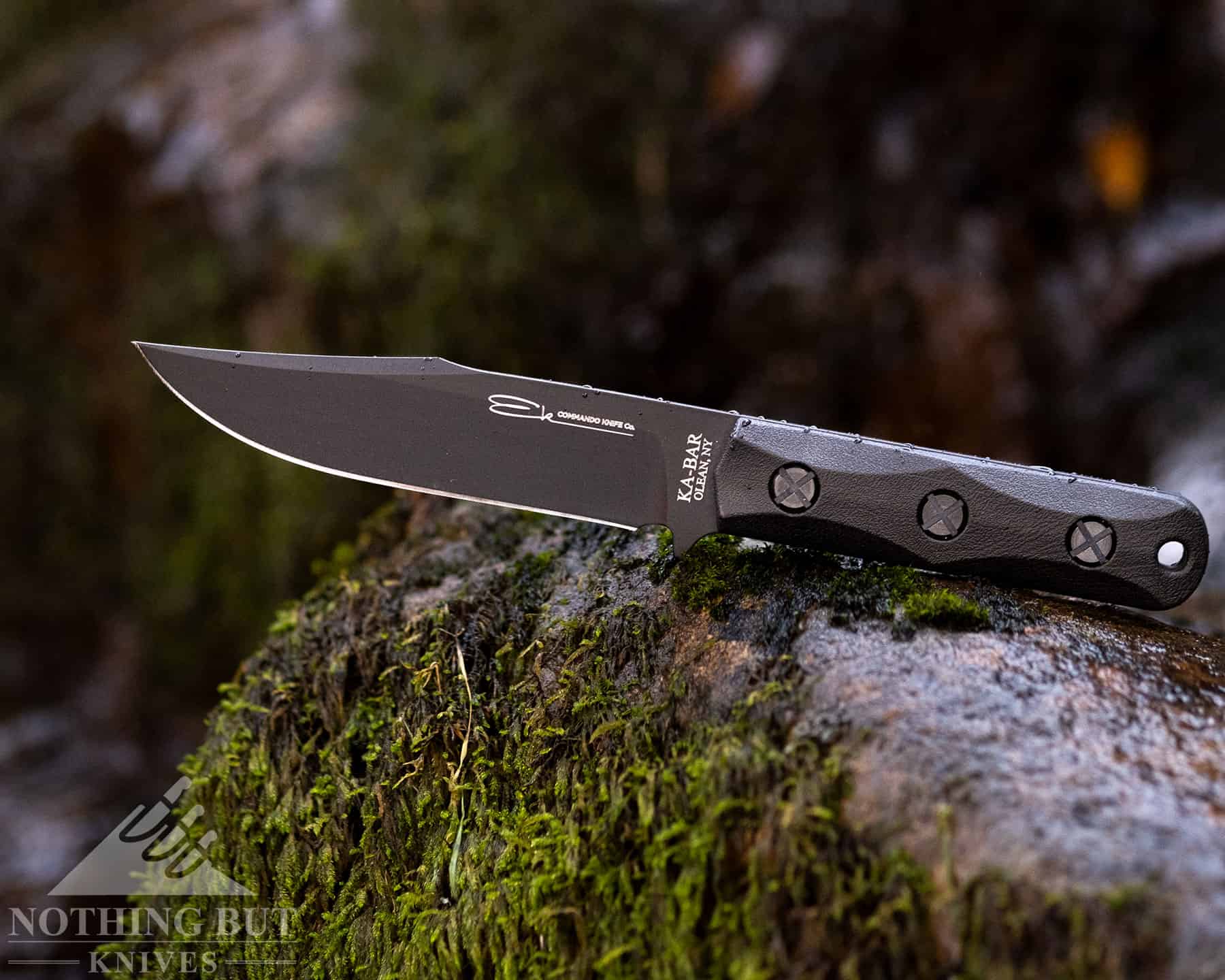 Outdoors with a Ka-Bar Commando Ek 50 tactical fixed blade.