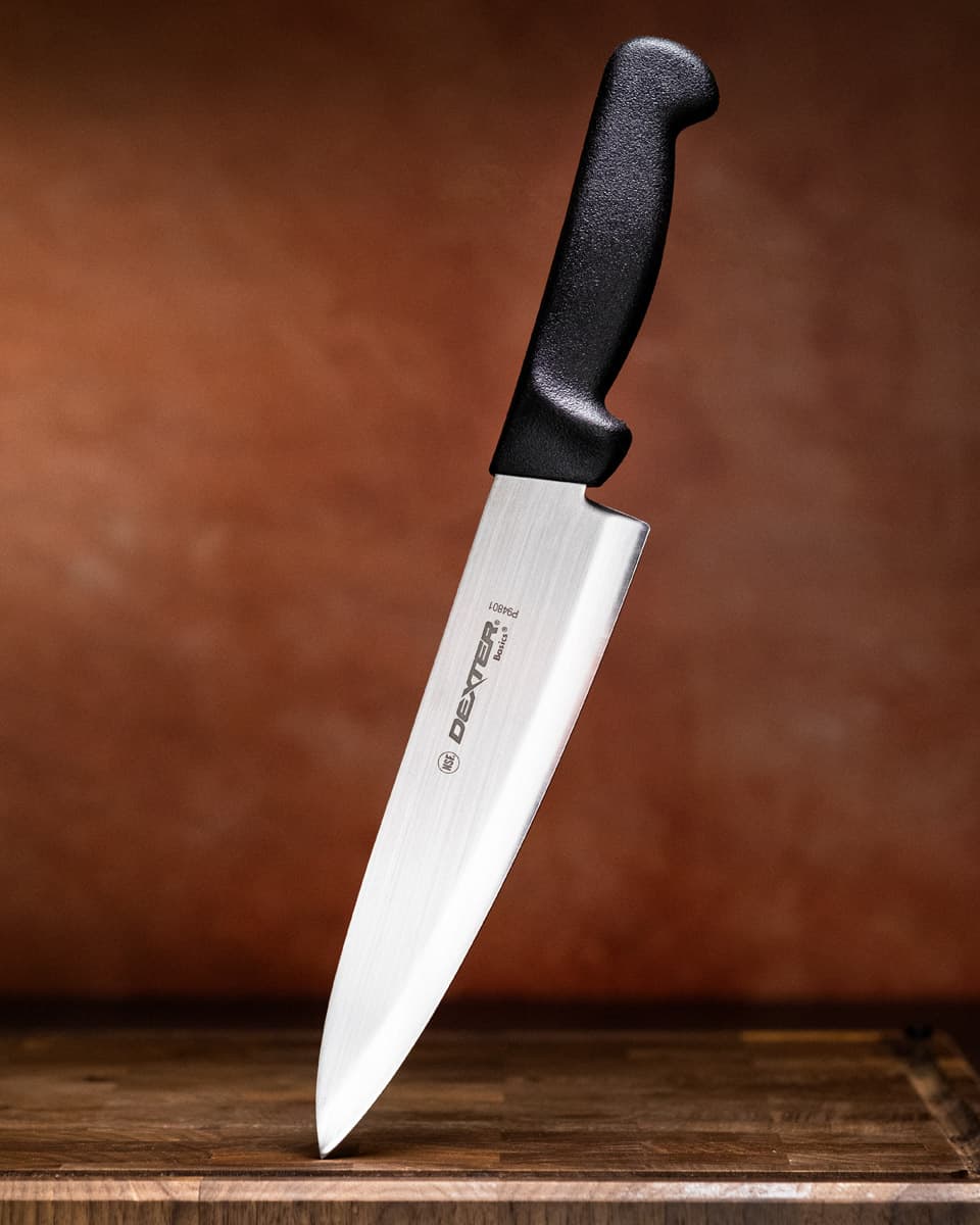 The Dexter Russel 8 inch chef knife is a high performing budget chef knife. 