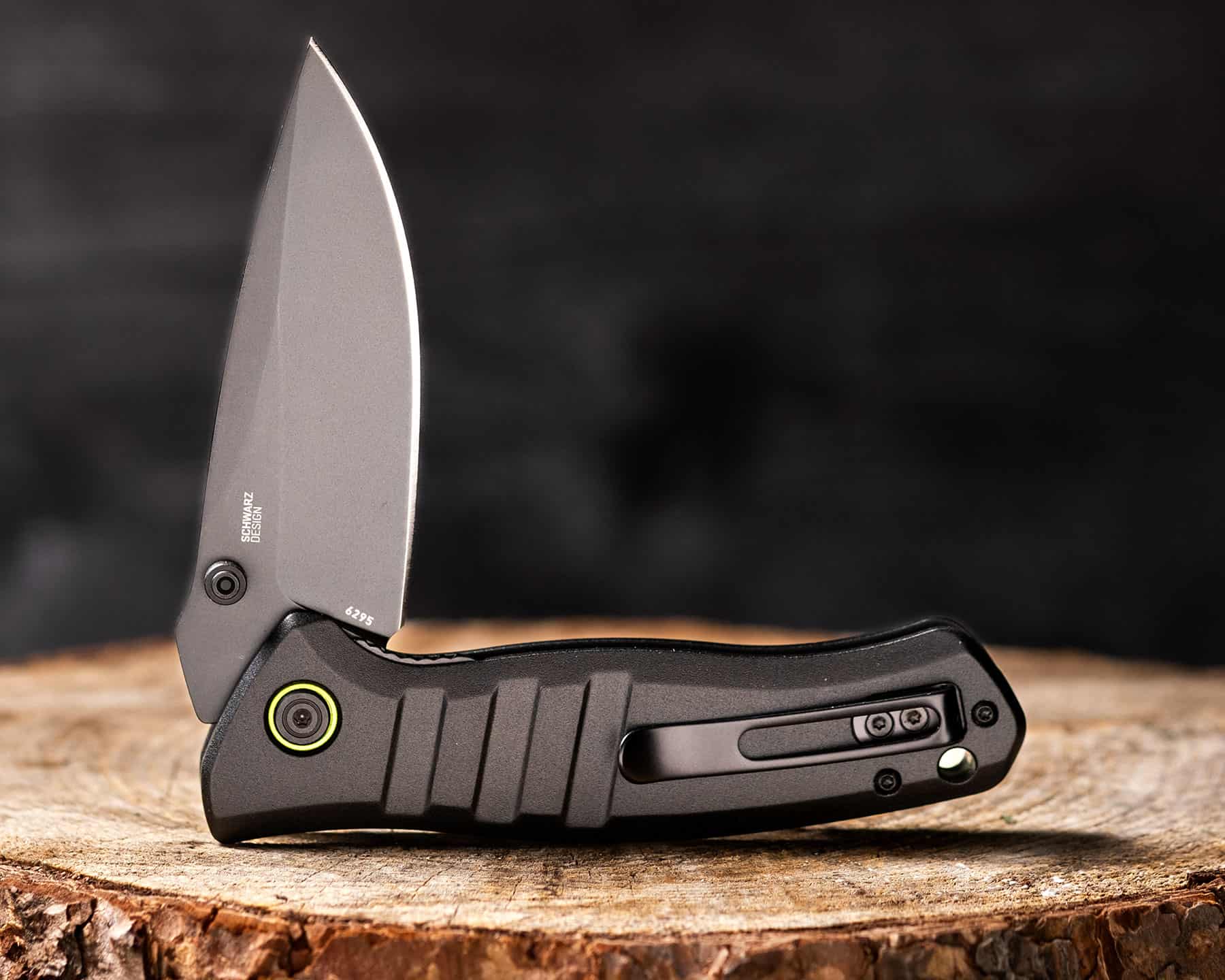 The TJ Schwarz designed folder features a D2 steel blade and a titanium nitride finish. 