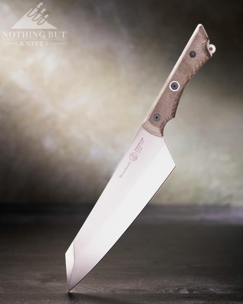 Messermeister Overland Chef'S Knife Review - Image 3 The Nitro B Steel blade of the Overland may be a little too hard for regular outdoor use.