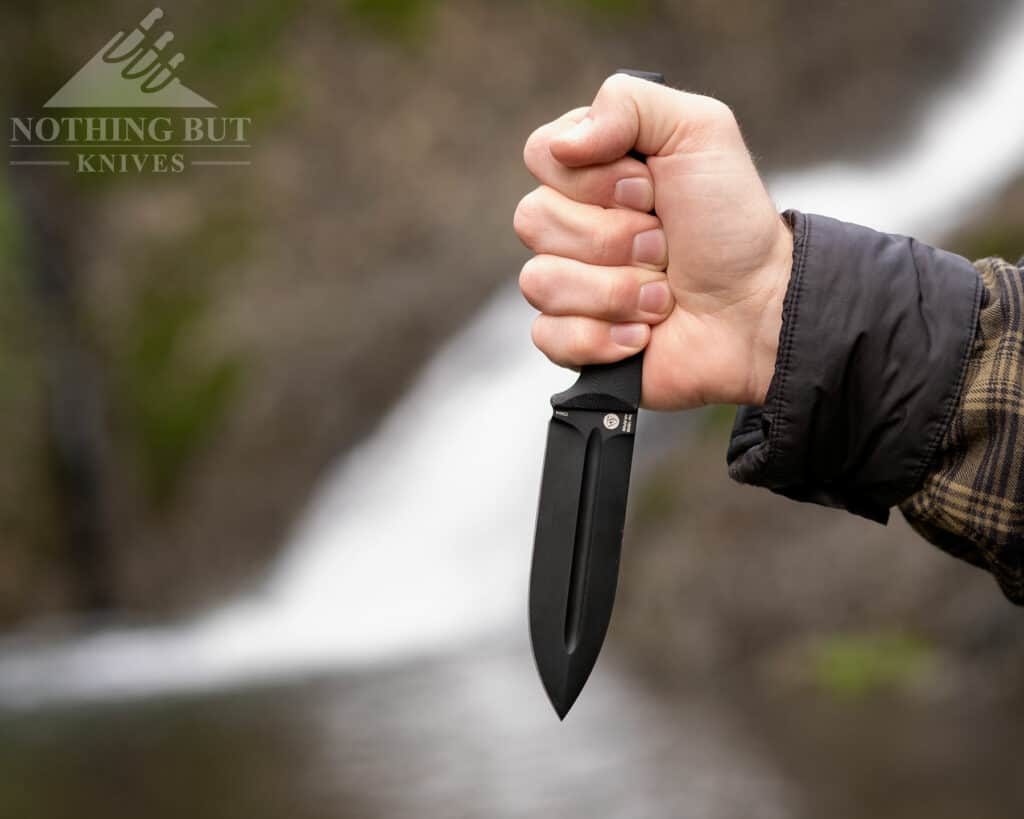 Artisan Cutlery Wreckhart Review - Image 5 Reverse grip on the Artisan Cutlery Wreckhart.