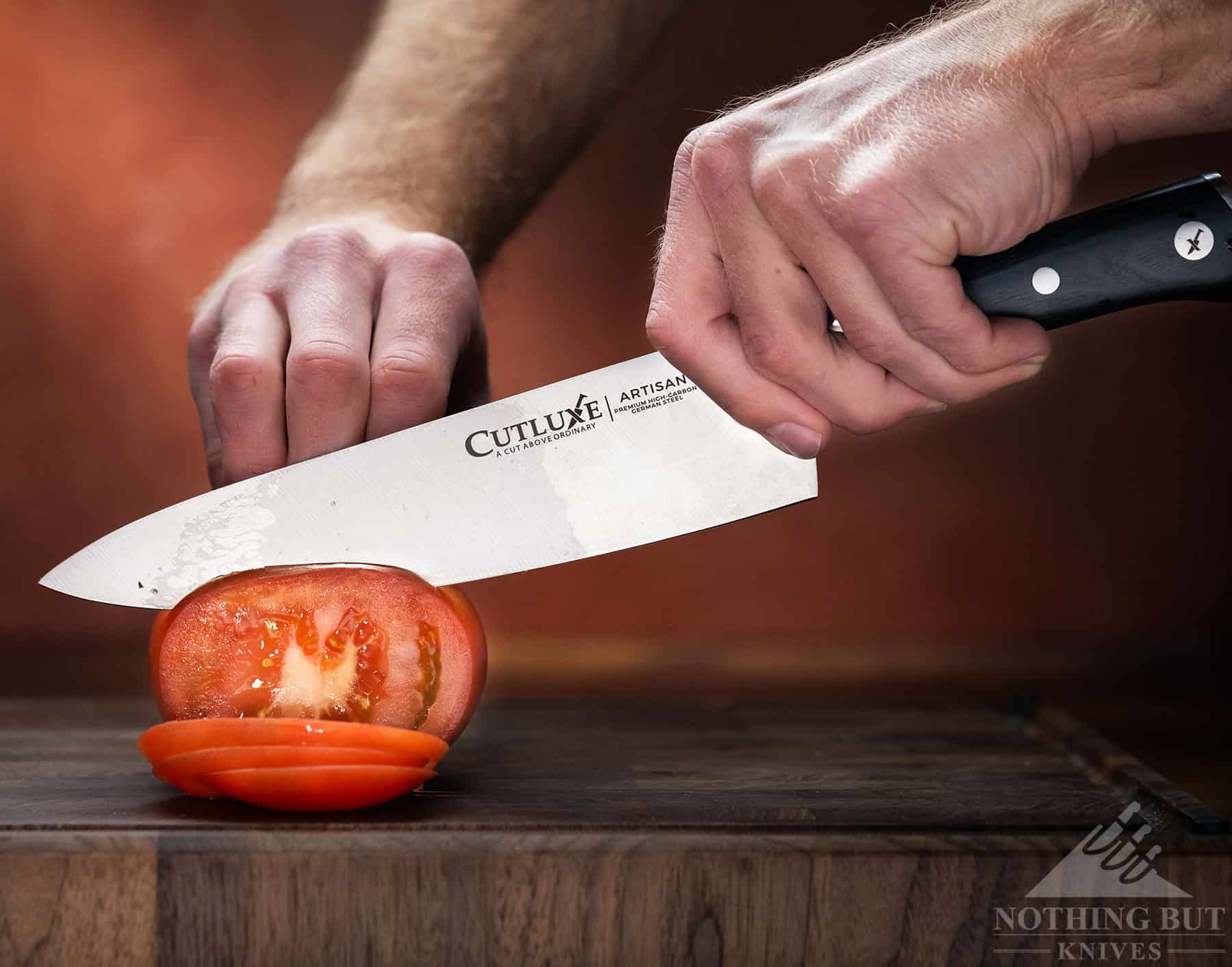 Cutluxe Artisan Chef'S Knife Review - Image 4 The shape of the blade seems to make more of the edge usable