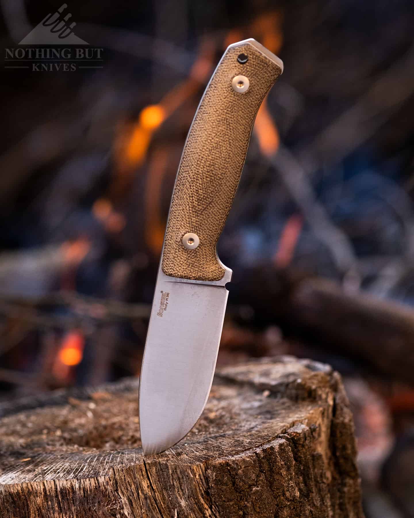 The LionSeel M2M is an excellent camping and hunting knife that is a MOLLE compatible horizontal carry knife.