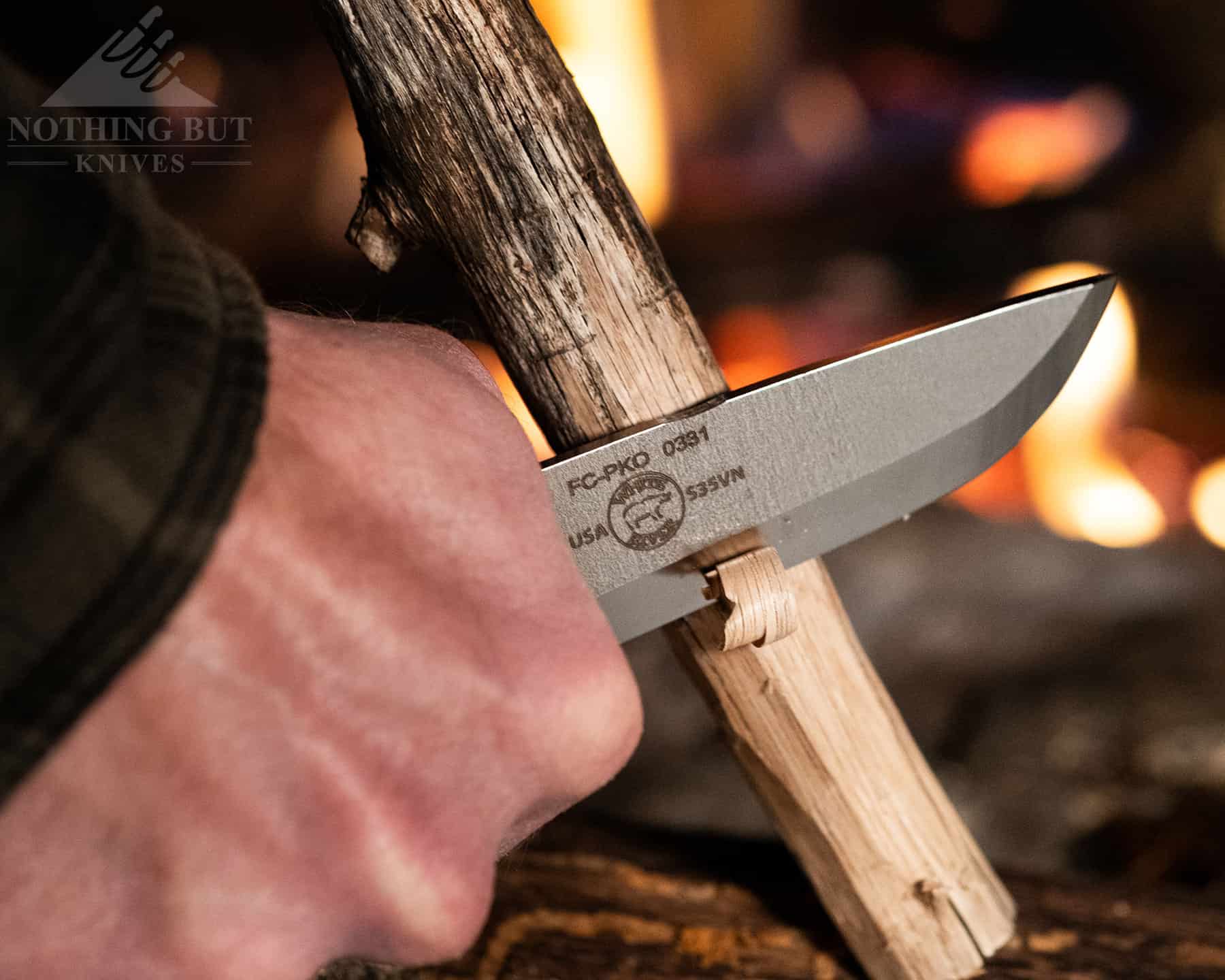 The S35VN blade of the Firecraft Puukko is more than capable. 