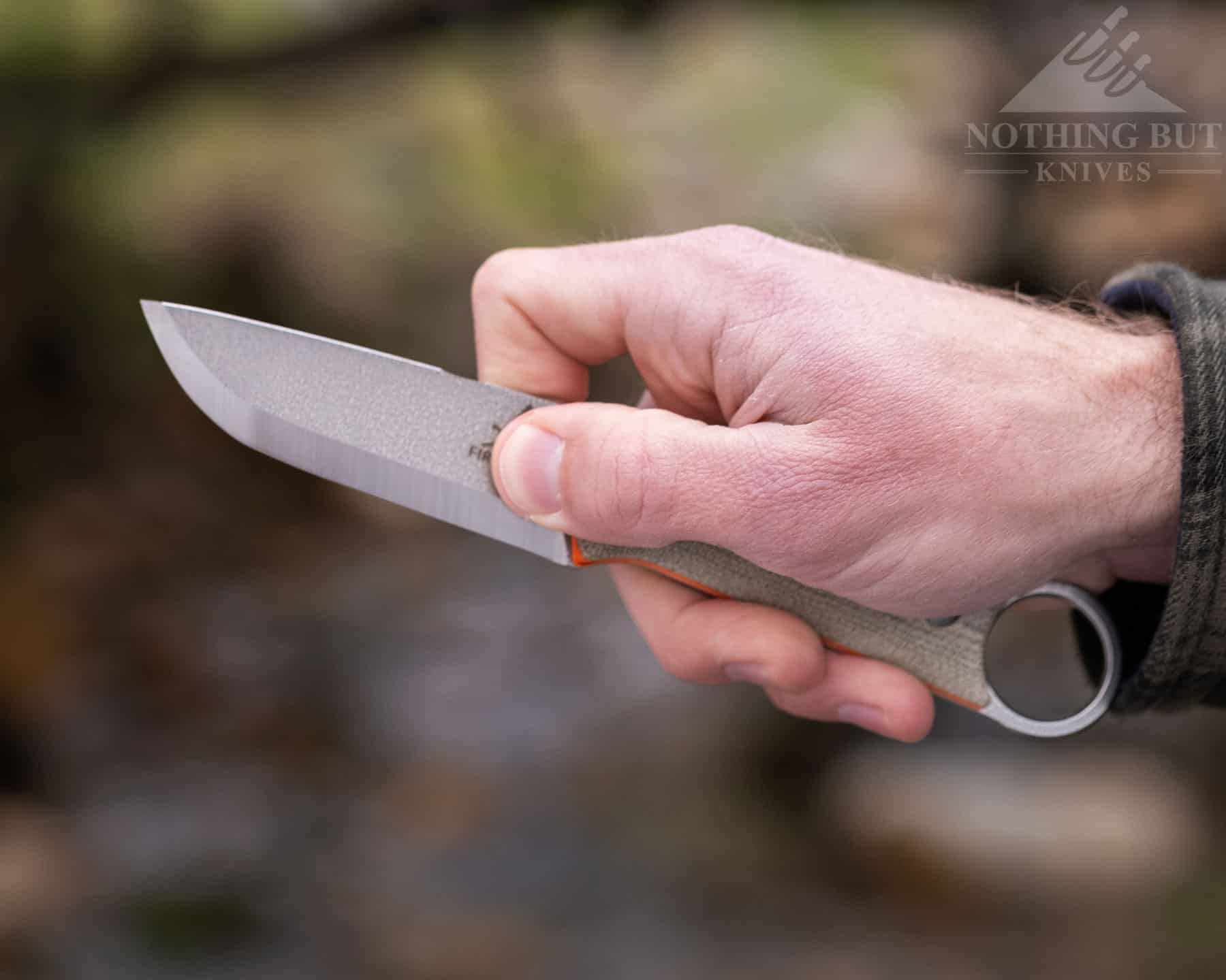 Like many Puukko designs, the Firecraft FC-PKO is easy to hold in a variety of positions. These are solid knives for delicate work and more intensive kindling prep, too.