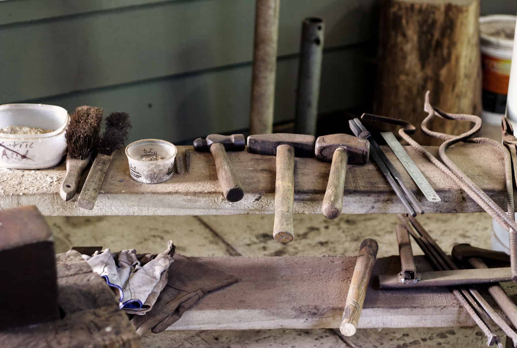A peek inside knifemaker, Liam Walle's workshop. 