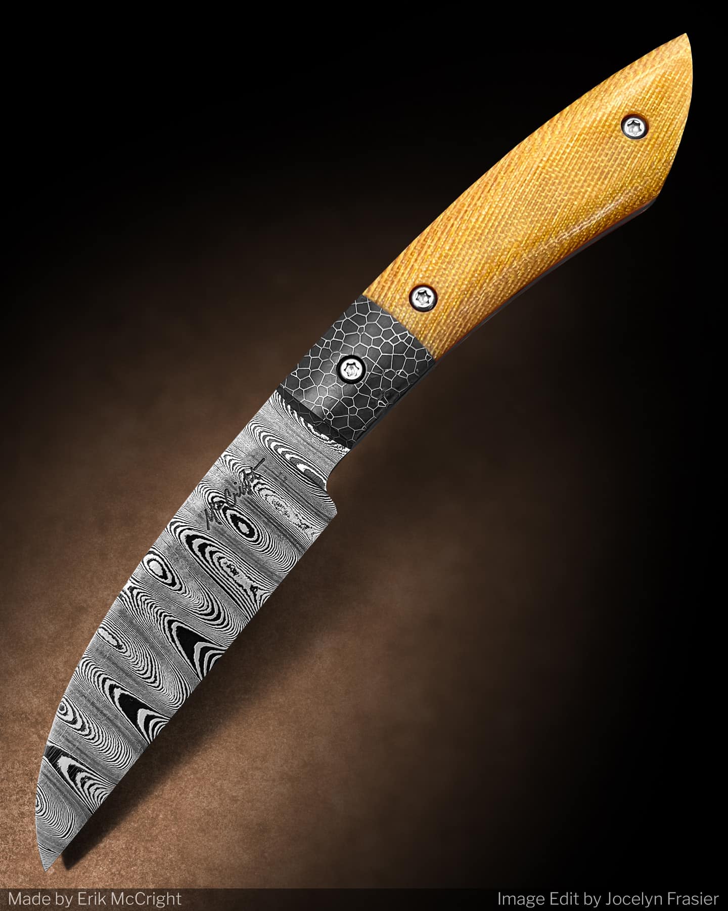 Nbk Custom Knifemaker Spotlight On Erik Mccright - Image 4 The broken glass Damascus bolster that is sometimes featured in Erik McCright's work is truly impressive.