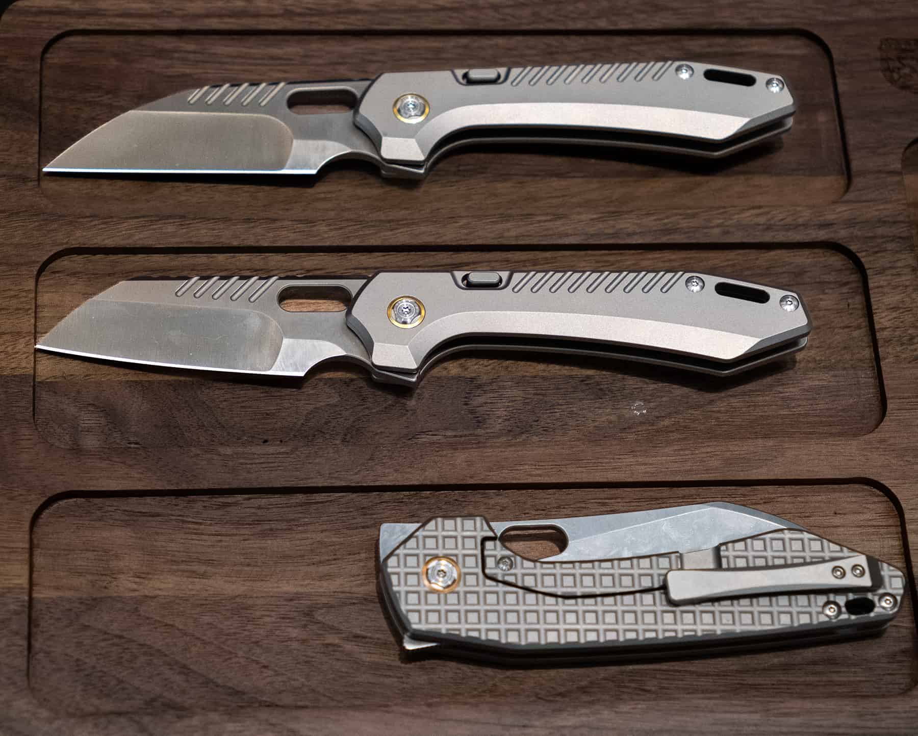 Our Incomplete Coverage Of Blade Show 2023 - Image 20 Vosteed Titanium Folder with a compression lock.