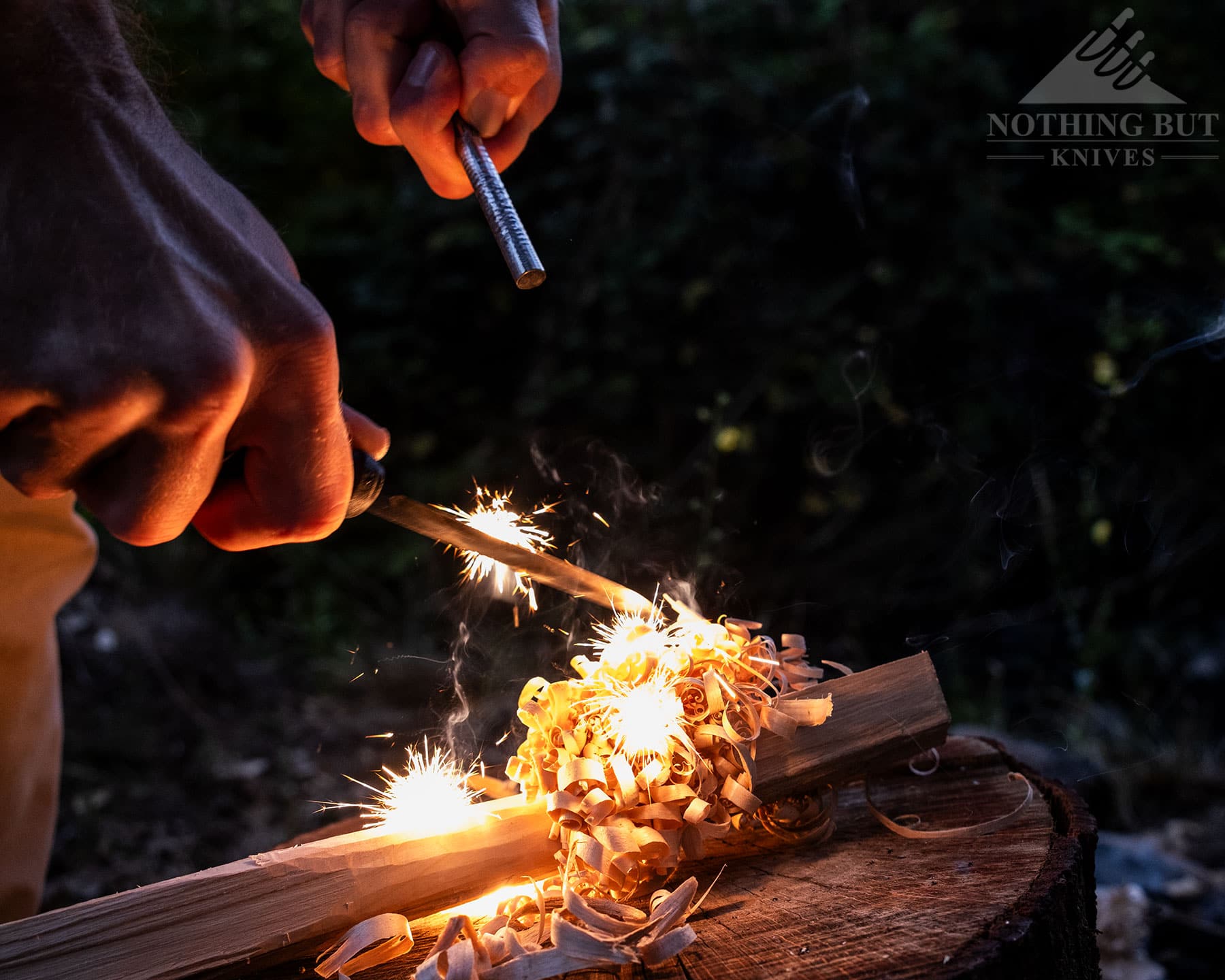 Morakniv Garberg Review - Image 11 Throwing sparks off a ferro rod with the Garberg.