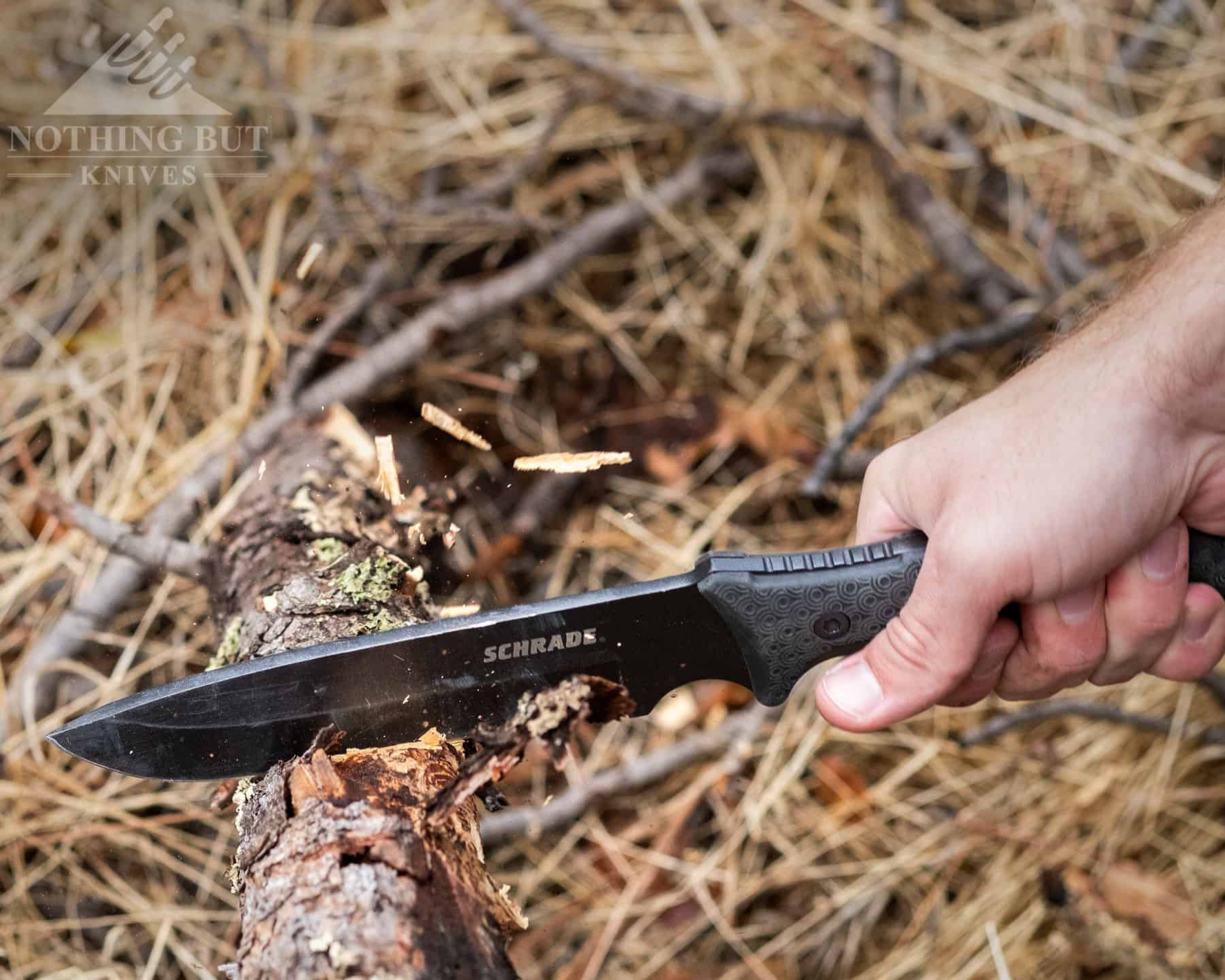 The size, weight and blade grind of the Frontier make it an ideal choice for chopping. 