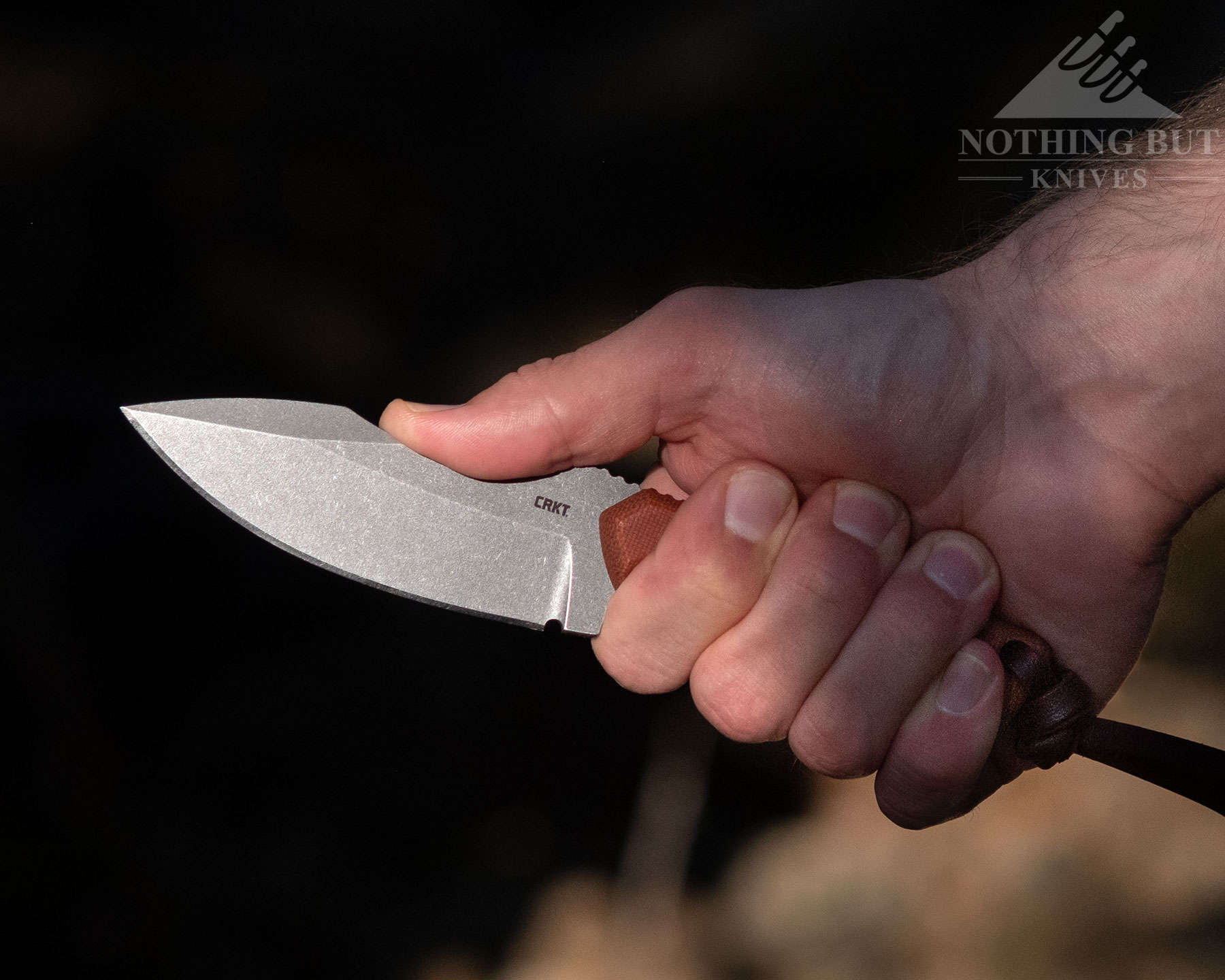 Crkt Bugsy Review - Image 6 Holding the Bugsy with a thumb resting in the dip in the spine.