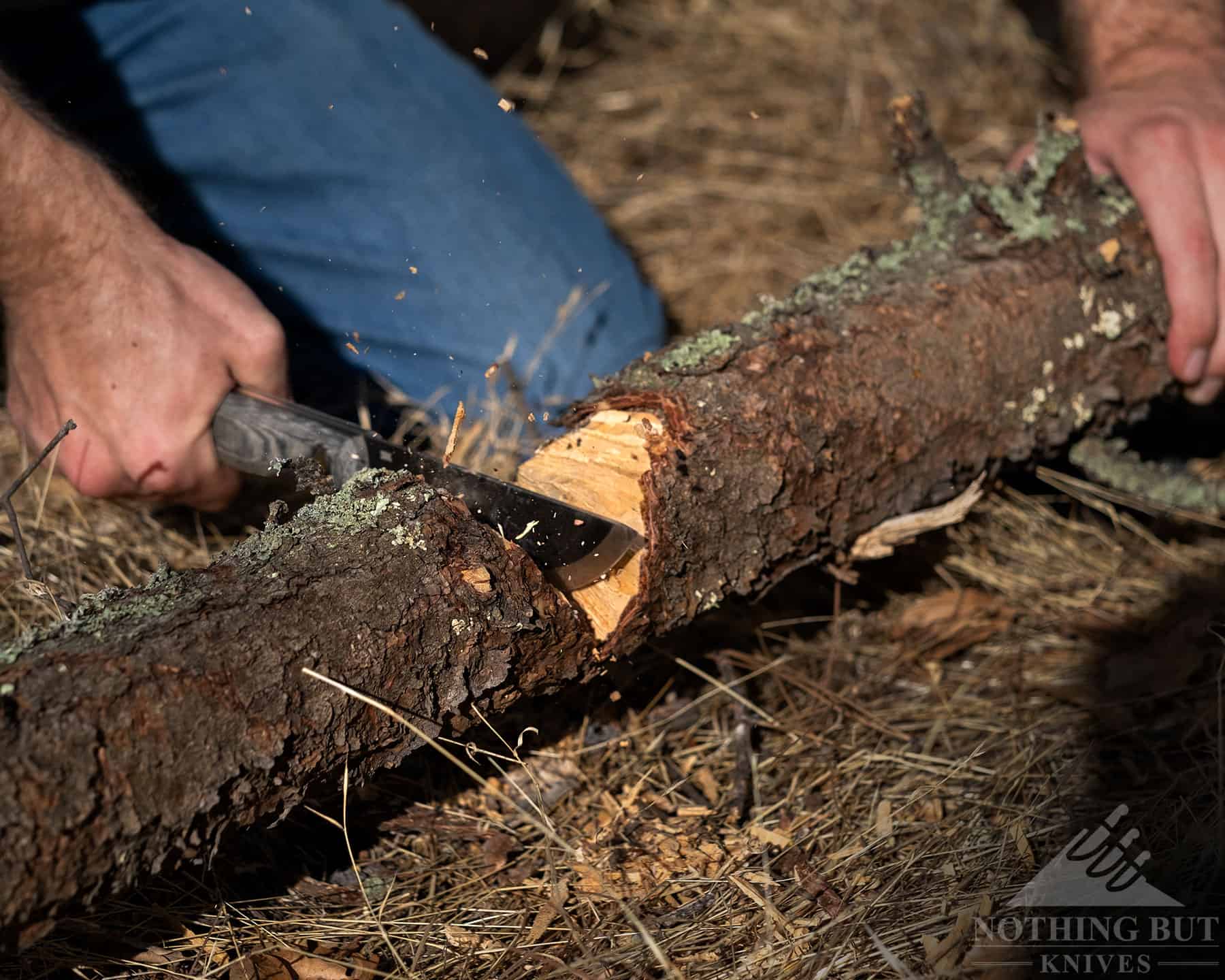 The Condor SBK handles chopping well which makes it a nice choice for camping or backpacking. 