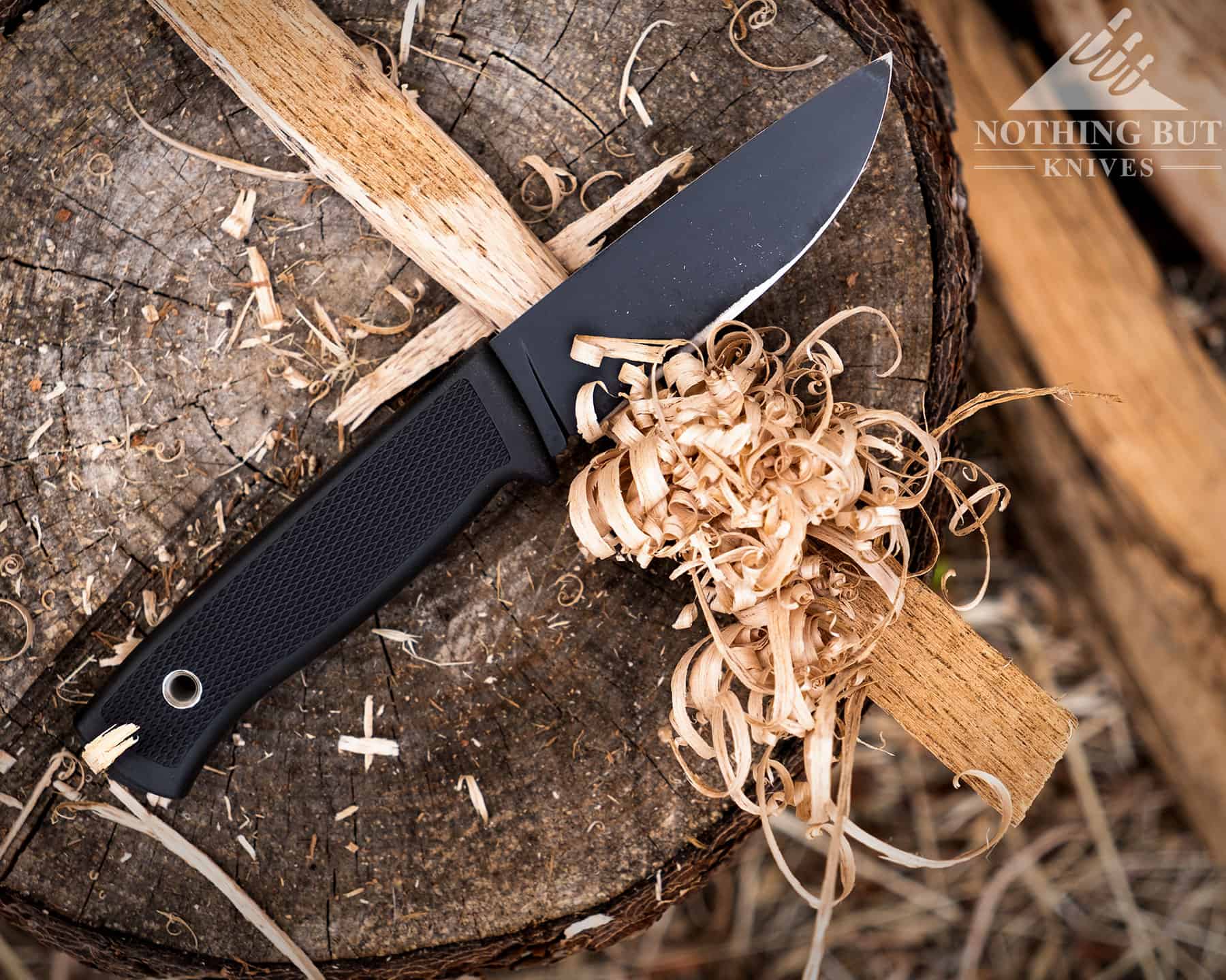 The Falkniven F1 handles most bushcraft tasks with ease including Feather sticking. 