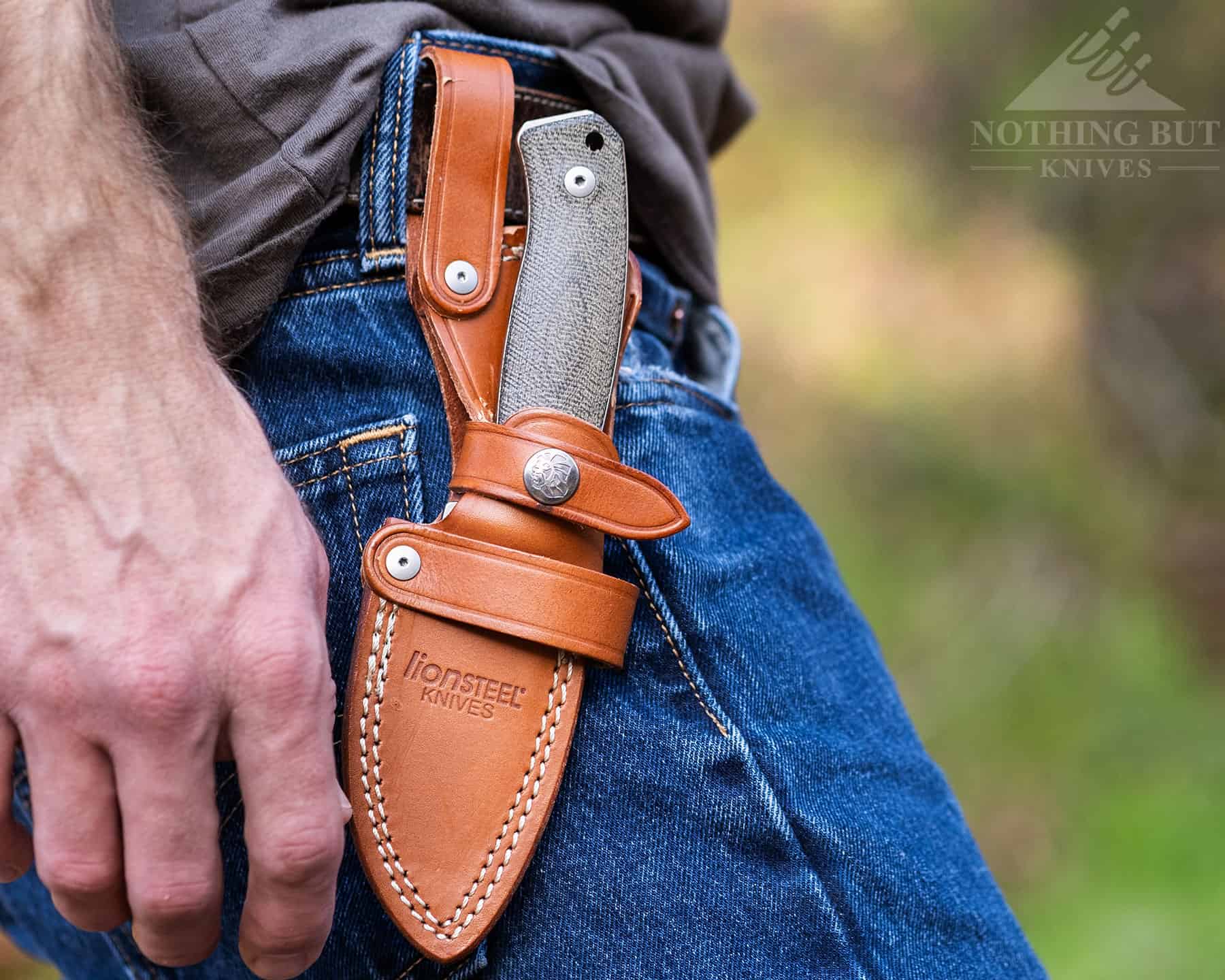 The LionSteel M2M is a versatile fixed blade with a sheath that can be configured for multiple carry options. 