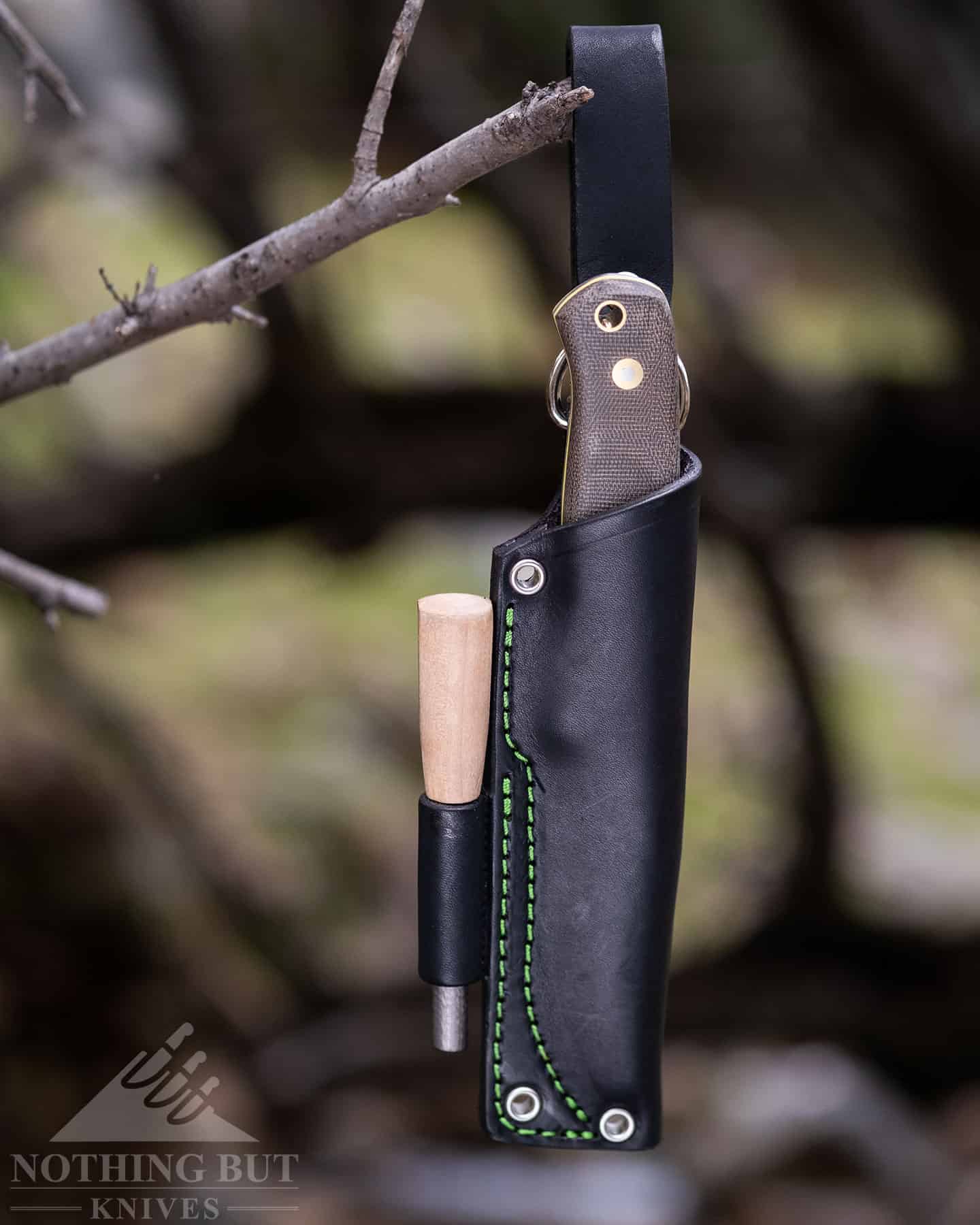 The black leather sheath that ships with the Nordsmith Pilgrim LT does its job well once it has been broke in a bit. 