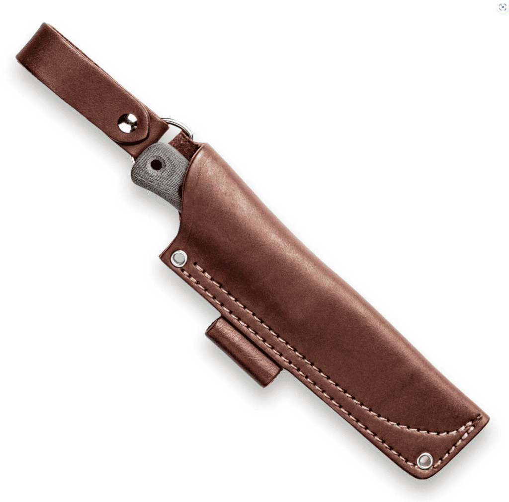The new version of the Reiff F4 ships with a Bushcraft style dangler sheath.