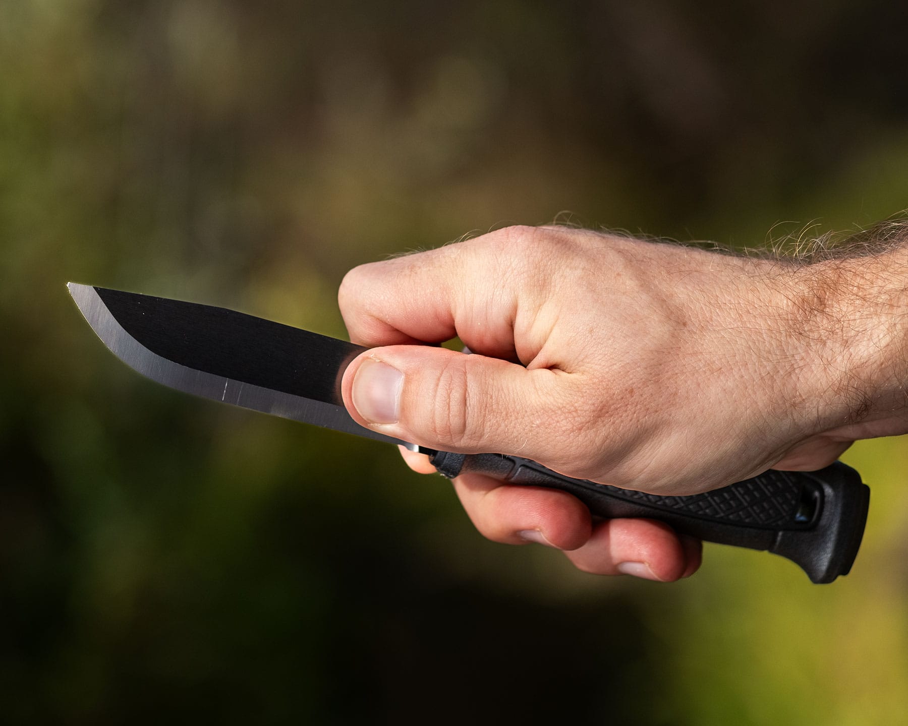 The Mora Garberg is more comfortable than most bushcraft knives when utilizing the pinch grip. 