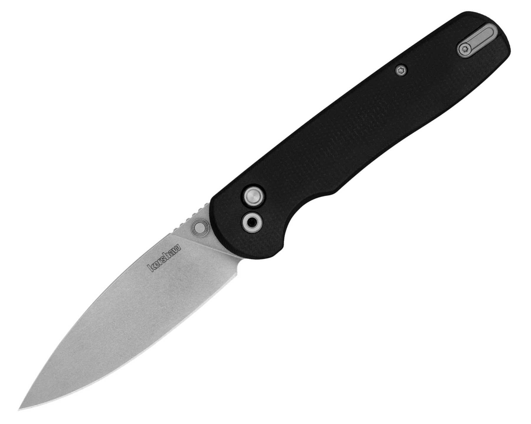 Kershaw'S Pre Summer Drop Includes Updates And New Us Made Models - Image 2 The Kershaw Remnant button lock pocket knife with the blade in the open position in front of a white background.