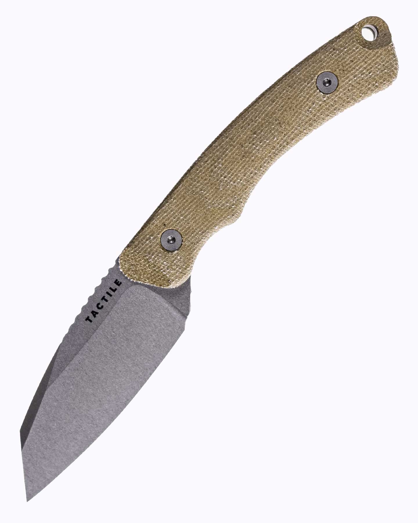 The Tactile Red Hawk fixed blade EDC by Taylor Martin in front of a white background.