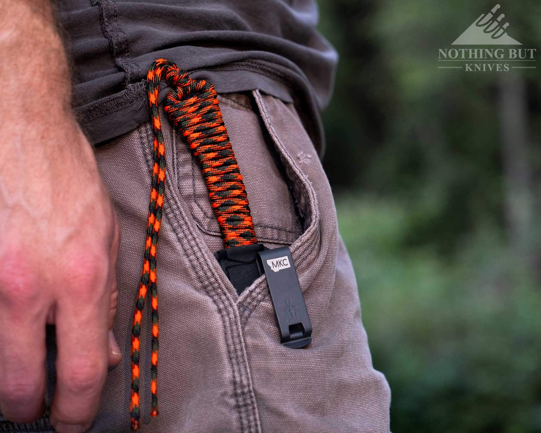 Our Favorite Fixed Blade Edc Knives And How To Carry Them - Image 13 The Montana Knife Company Speedgoat 2.0 shown here clipped into a person's pants pocket using the pocket clip attached to the kydex sheath.