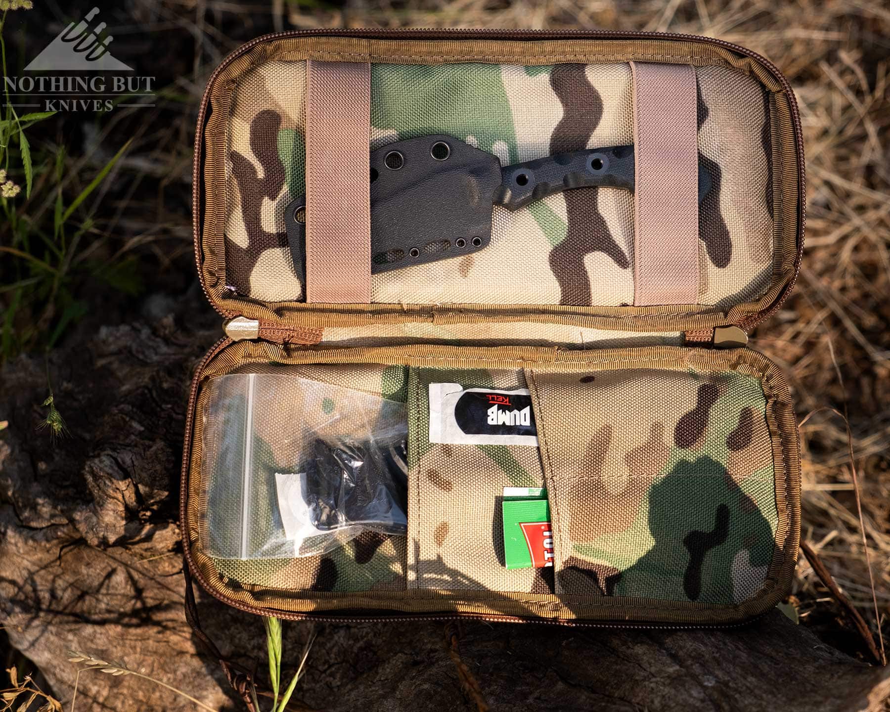 T.kell Wharnedc Review - Image 13 An overhead view of the camo TKell WharnEDC case open to show the contents.